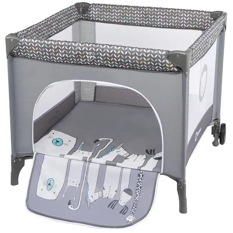 Lionelo - Tarc de joaca Lene, Cu roti, Cu intrare laterala cu fermoar, 100 x 100 cm, Conform cu standardul europeane de securitate EN12227, Grey Scandi [3]