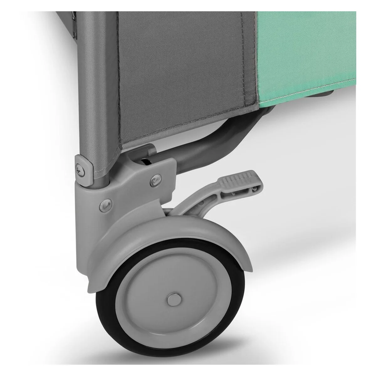 Tarc de joaca Mille, Pliabil, Include covor educational incorporat cu 4 jucarii Velcro si geanta de transport, Cu roti si inchidere laterala, Saltea din spuma, 100x100 cm Verde [10]