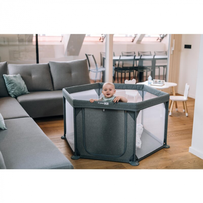 Tarc de joaca pentru bebe, Hexagonal 117 x 67 x 67 cm Grey [4]
