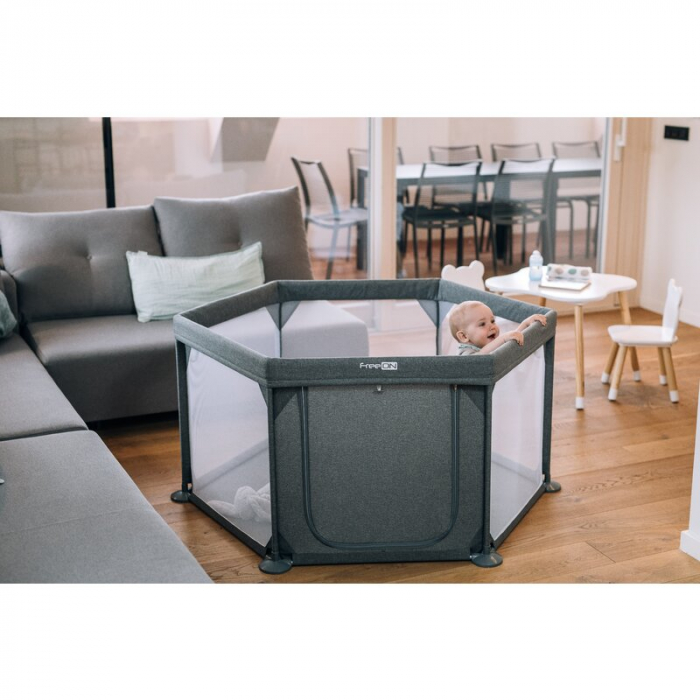 Tarc de joaca pentru bebe, Hexagonal 117 x 67 x 67 cm Grey [3]