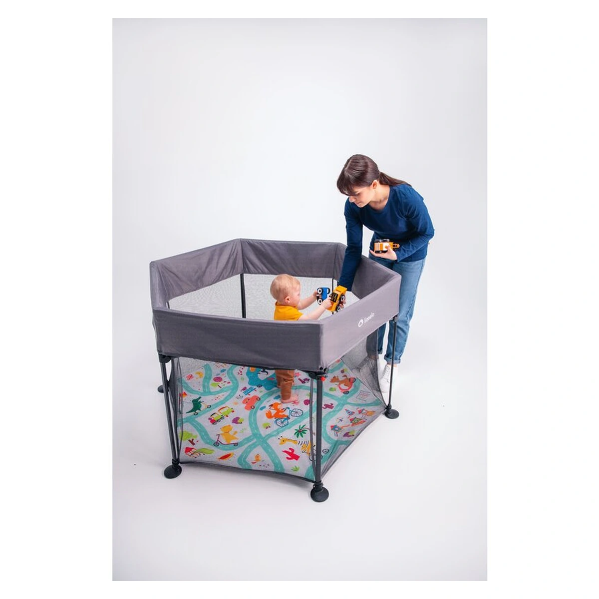 Tarc de joaca Roel, Pliere ultra-compacta, Conform cu standardul europeane de securitate EN12227, Multicolor [24]