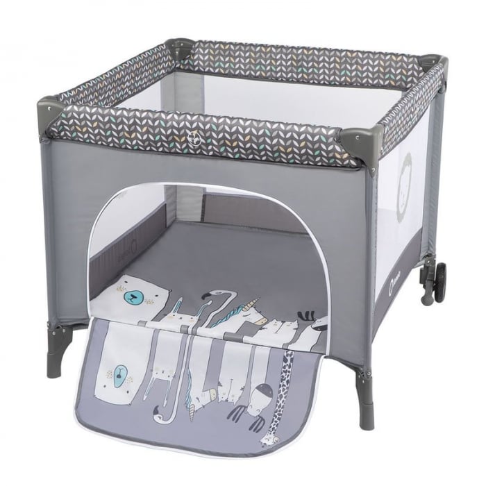 Lionelo - Tarc de joaca Lene, Cu roti, Cu intrare laterala cu fermoar, 100 x 100 cm, Conform cu standardul europeane de securitate EN12227, Grey Scandi [3]