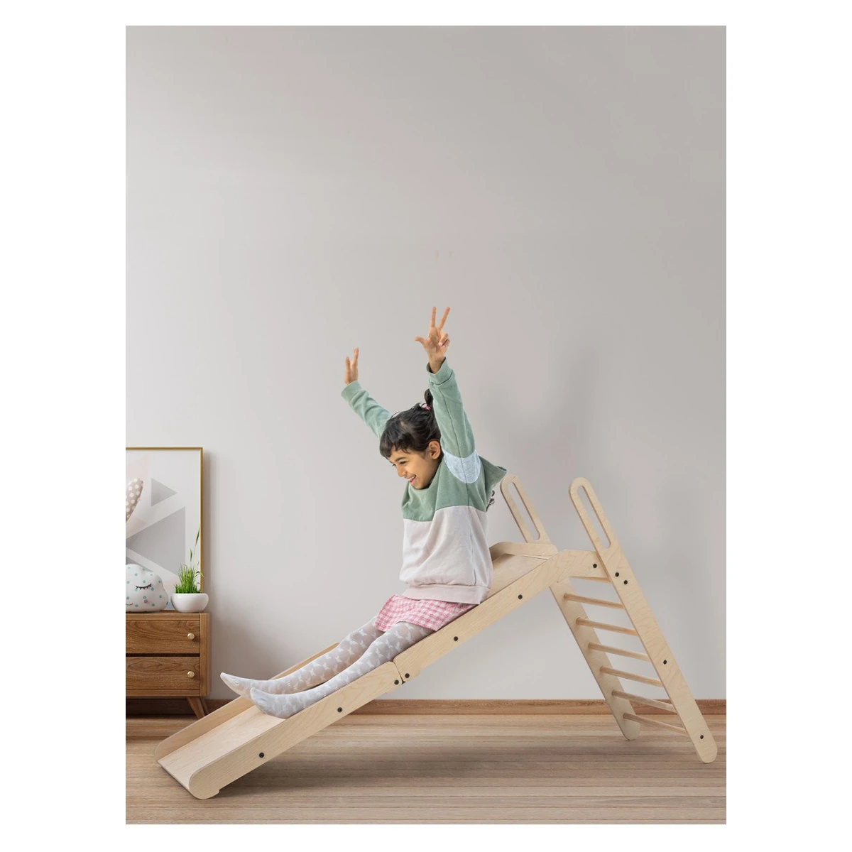Tobogan pliabil din lemn MamaToyz, cu 2 inaltimi, 160x50x100 cm [5]