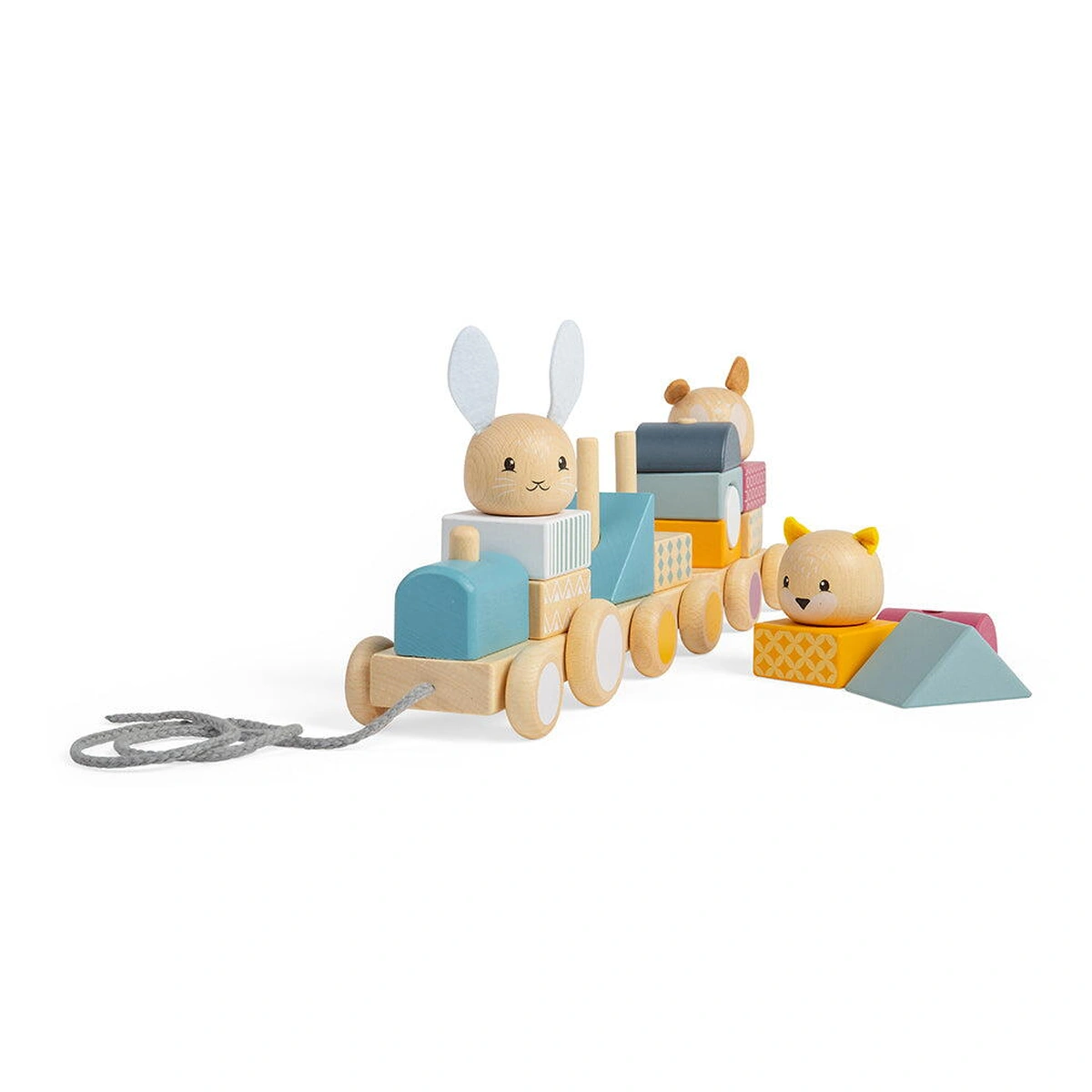 Trenulet cu forme Animalute vesele BIGJIGS din lemn [4]