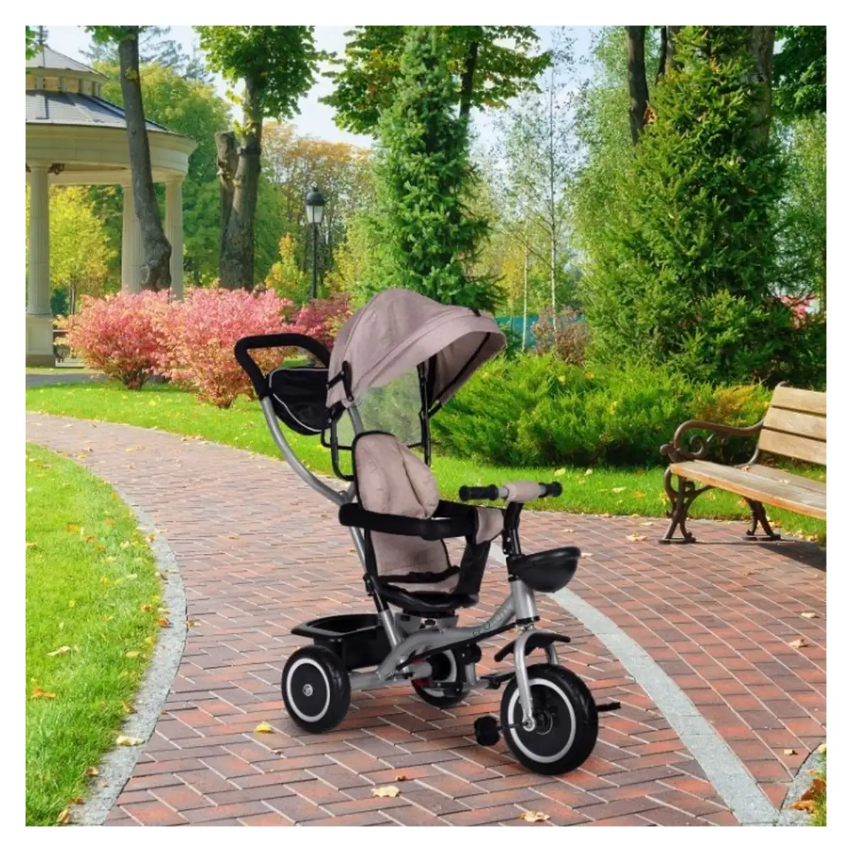 Tricicleta 2 in 1 pentru copii, scaun rotativ 360°, Ecotoys WQL-066-52 - Bej [3]