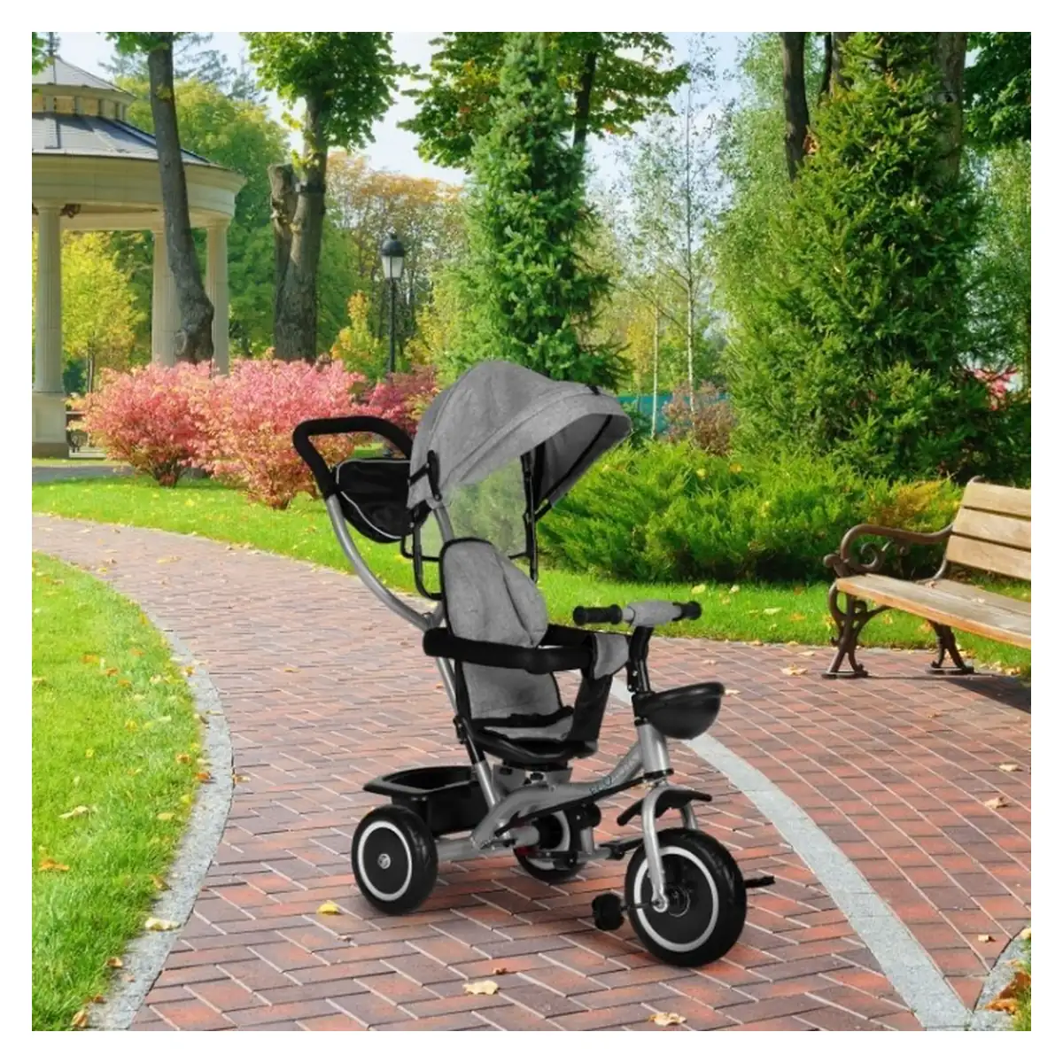 Tricicleta 2 in 1 copii Ecotoys WQL-066-52 Gri, scaun 360° [3]