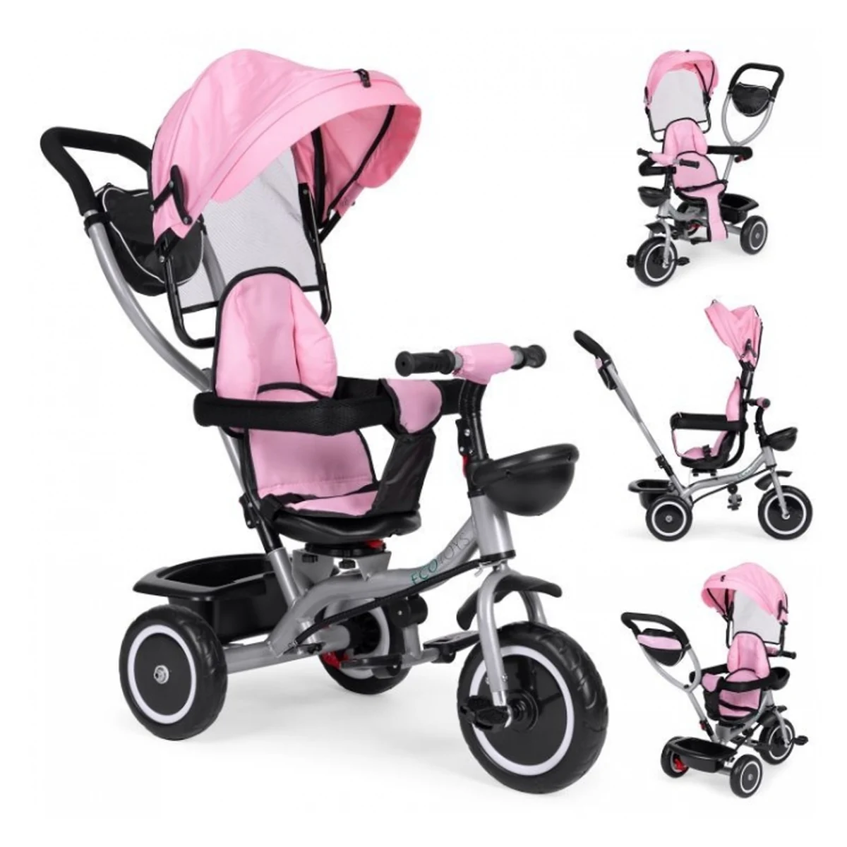 Tricicleta 2 in 1 pentru copii, Ecotoys WQL-066-52 - Roz [2]