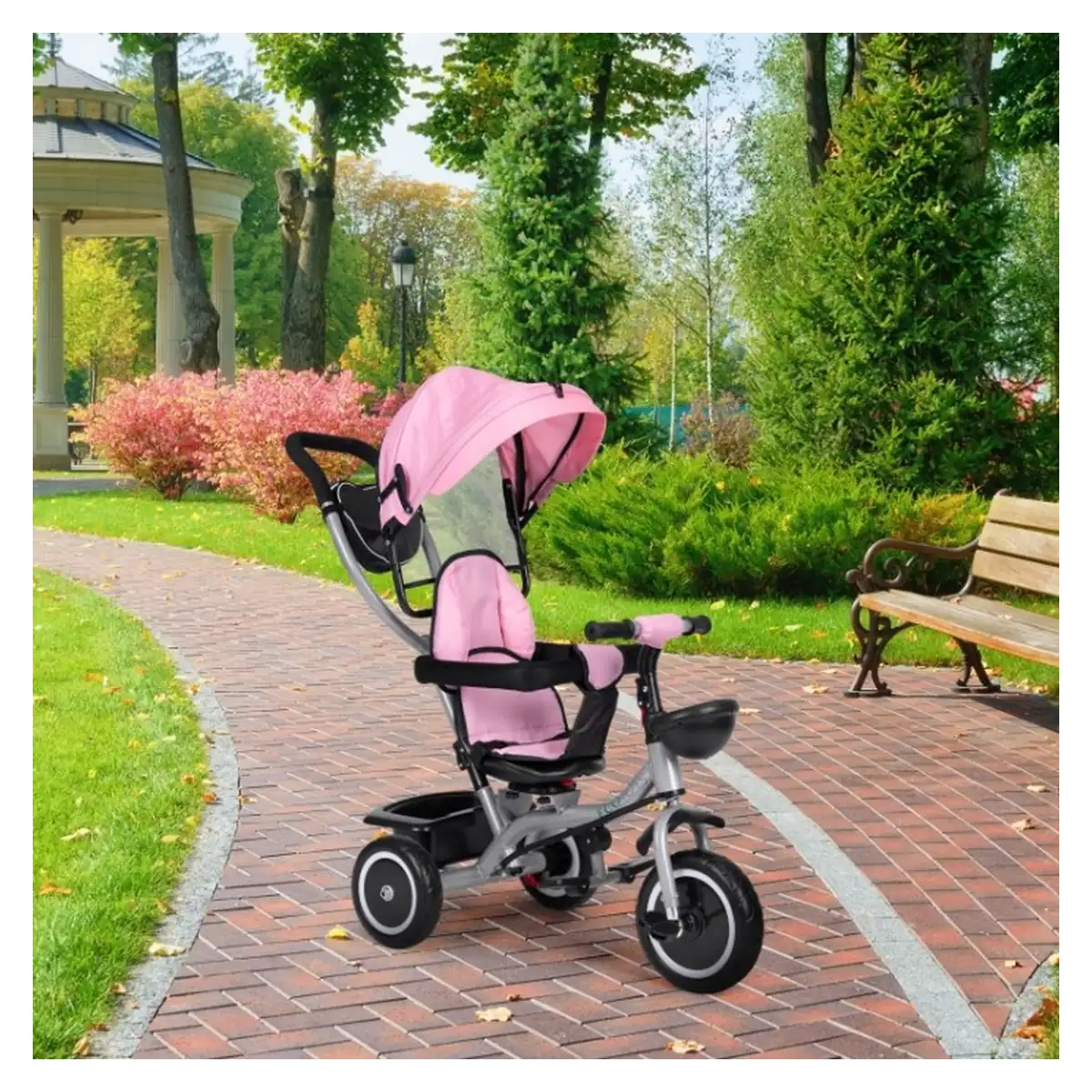 Tricicleta 2 in 1 pentru copii, Ecotoys WQL-066-52 - Roz [3]