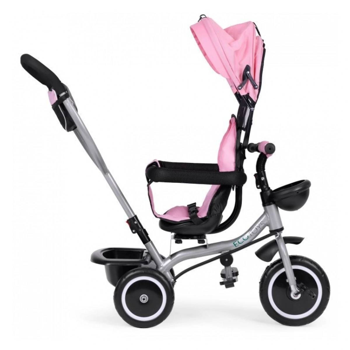 Tricicleta 2 in 1 pentru copii, Ecotoys WQL-066-52 - Roz [6]