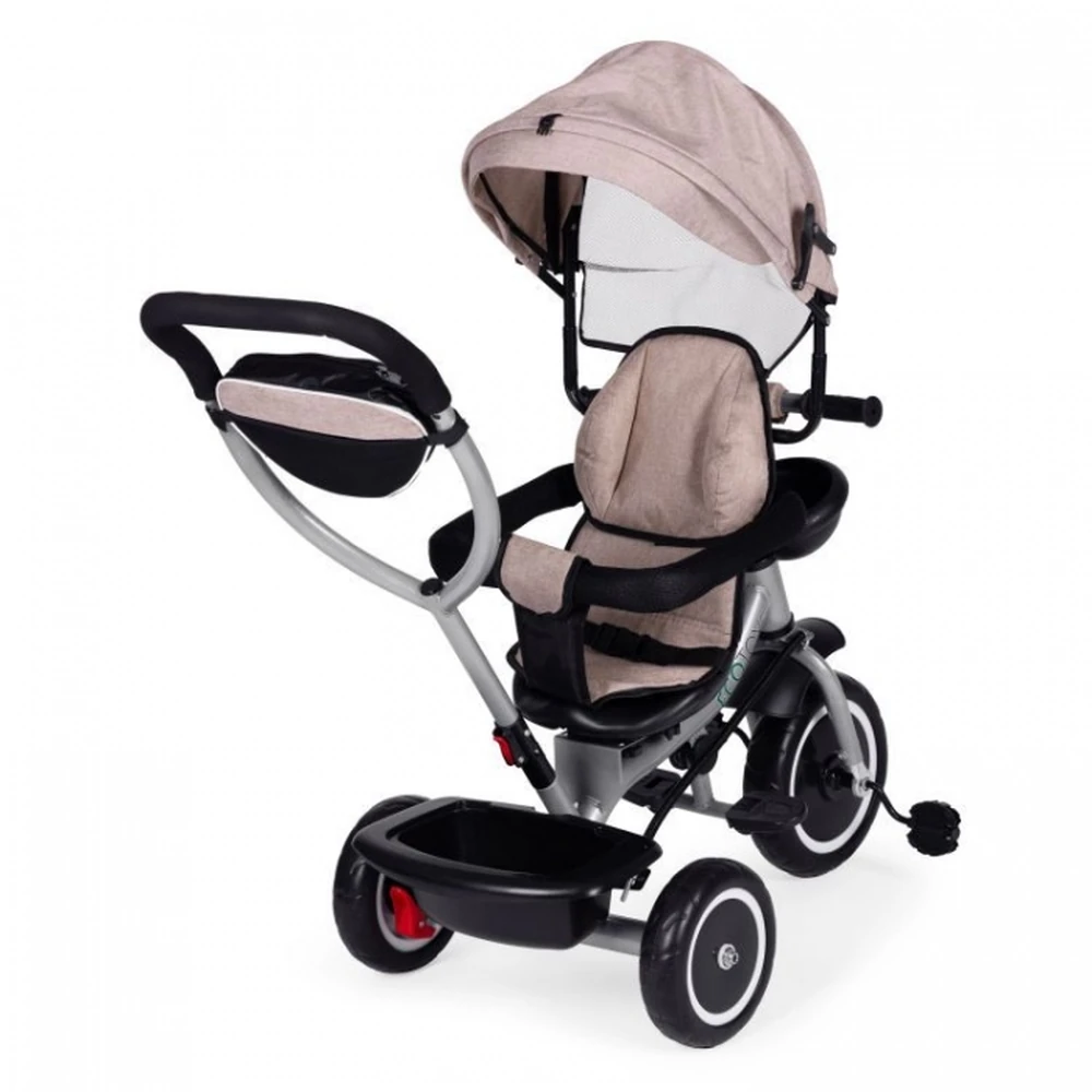 Tricicleta 2 in 1 pentru copii, scaun rotativ 360°, roti din spuma EVA, Ecotoys WQL-066-52 - Bej [4]