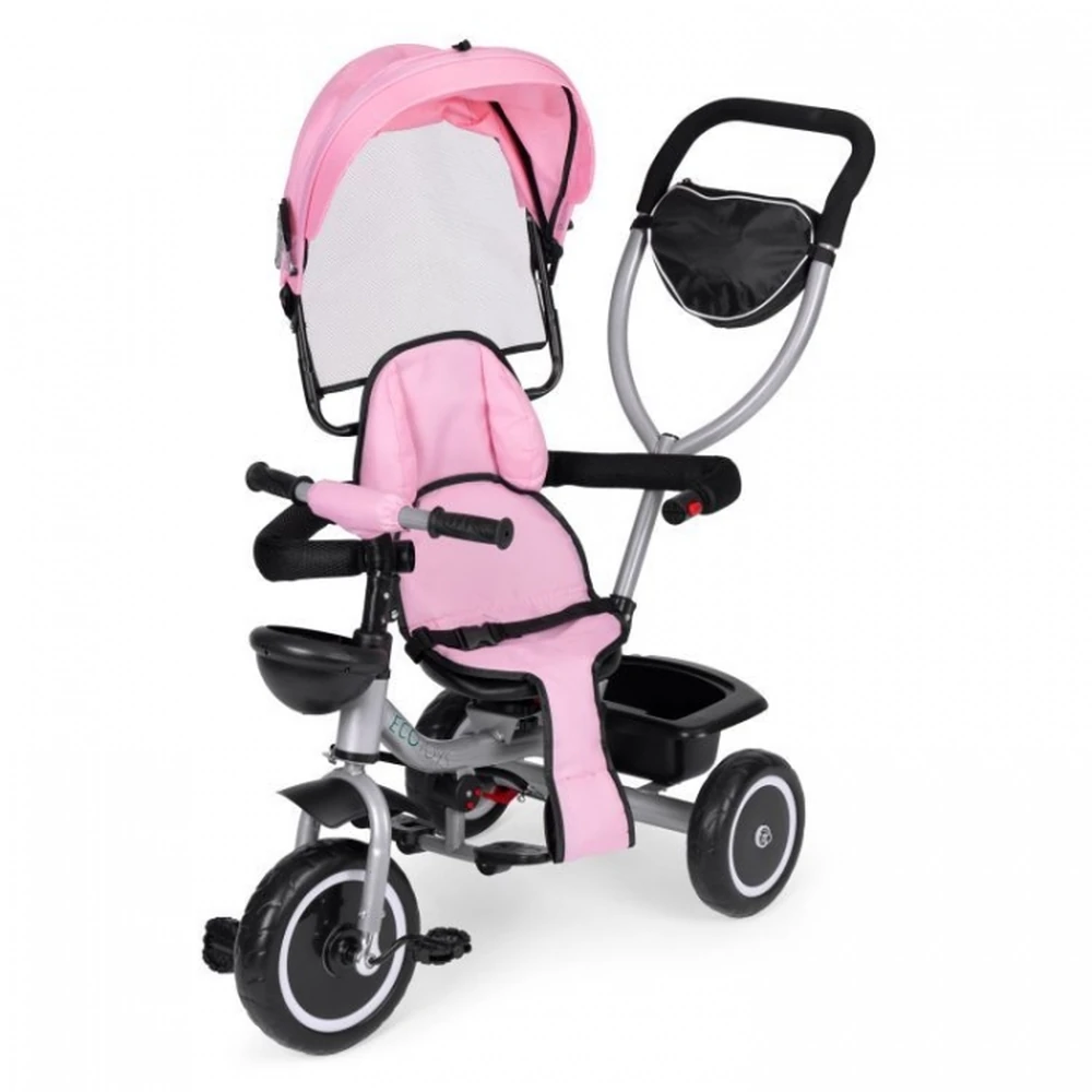 Tricicleta 2 in 1 pentru copii, scaun rotativ 360°, roti din spuma EVA, Ecotoys WQL-066-52 - Roz [7]