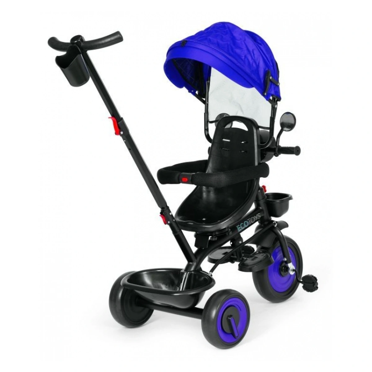 Tricicleta 3 in 1 copii Ecotoys WQL-066-51 – Albastru, scaun rotativ 360°, roti EVA [6]