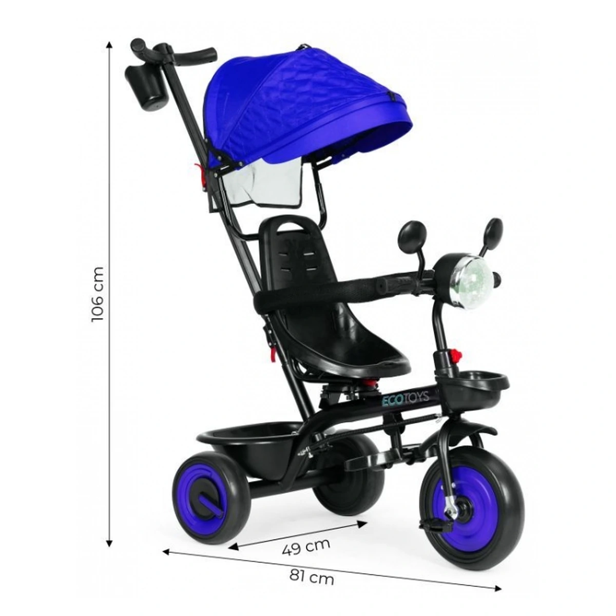 Tricicleta 3 in 1 copii Ecotoys WQL-066-51 – Albastru, scaun rotativ 360°, roti EVA [14]