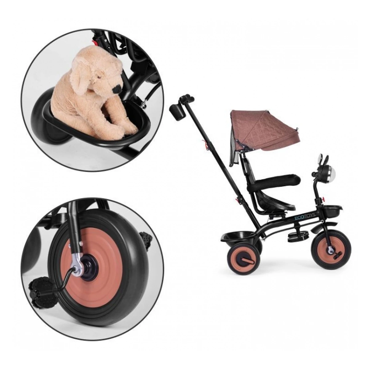Tricicleta 3 in 1 Ecotoys WQL-066-51 Bej cu scaun 360° [13]