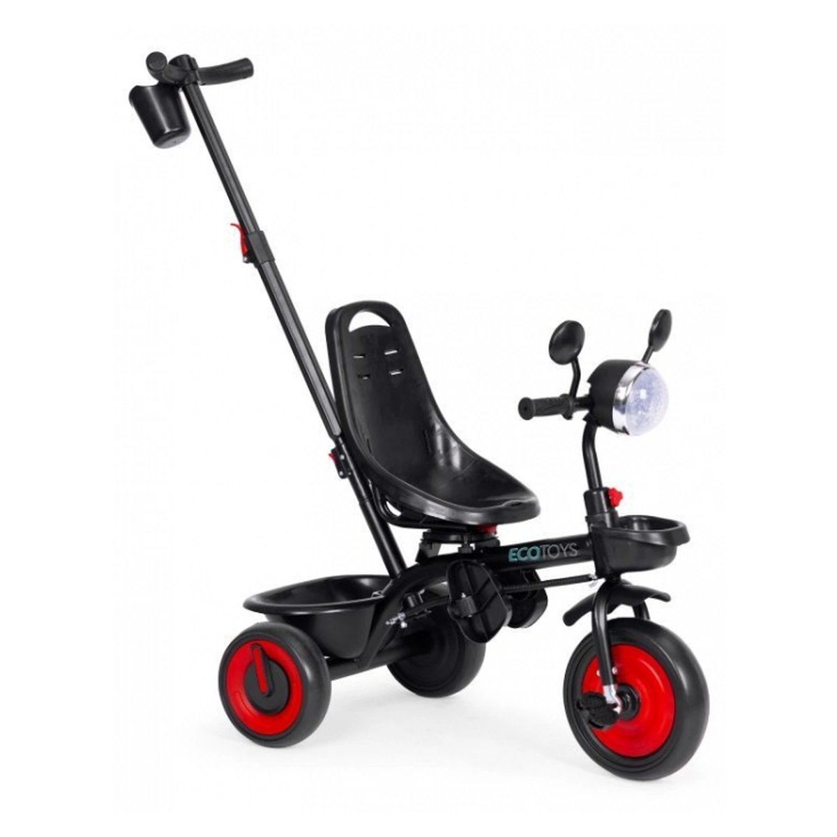 Tricicleta 3 in 1 copii Ecotoys WQL-066-51 – Rosu, scaun rotativ 360°, roti EVA [6]