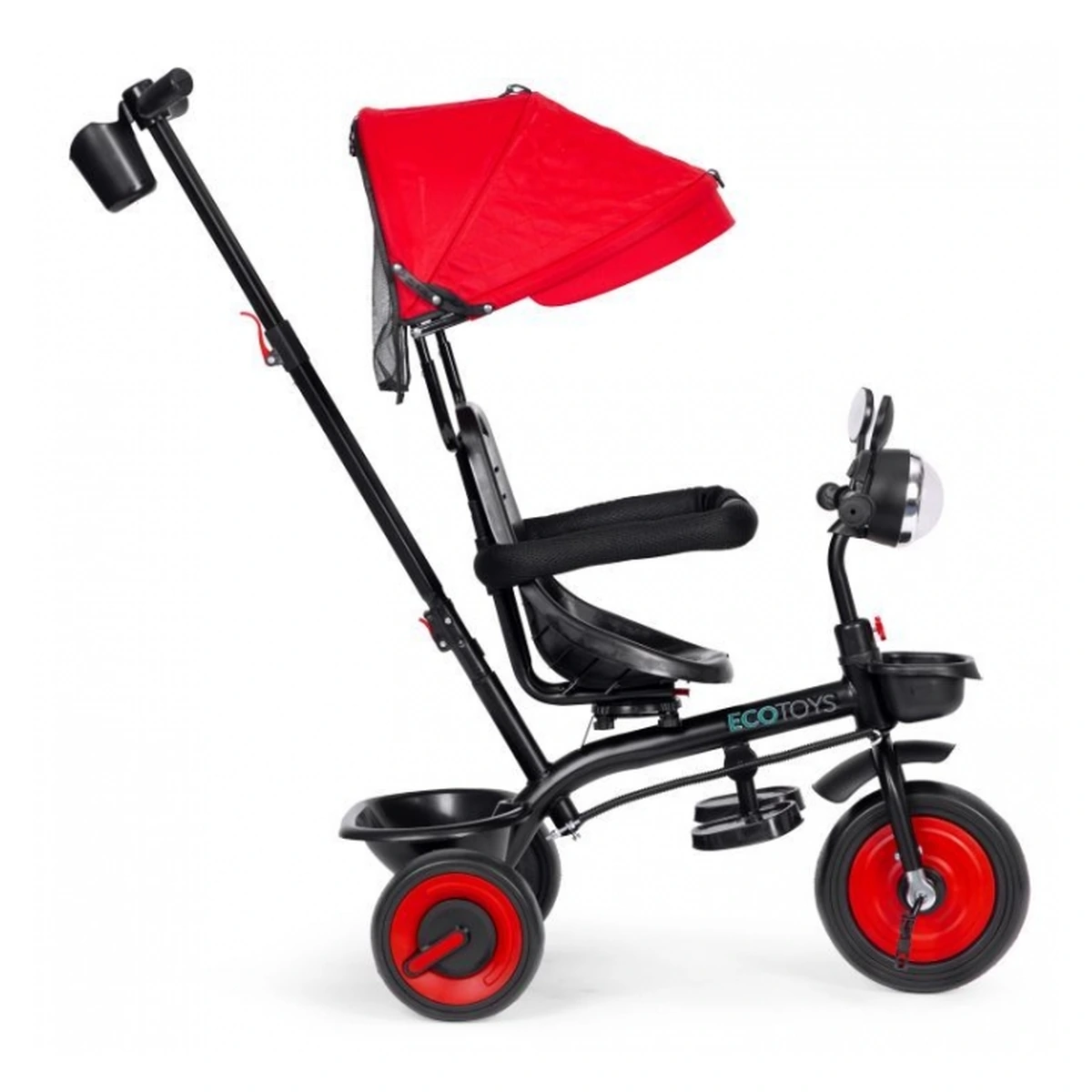 Tricicleta 3 in 1 copii Ecotoys WQL-066-51 – Rosu, scaun rotativ 360°, roti EVA [3]
