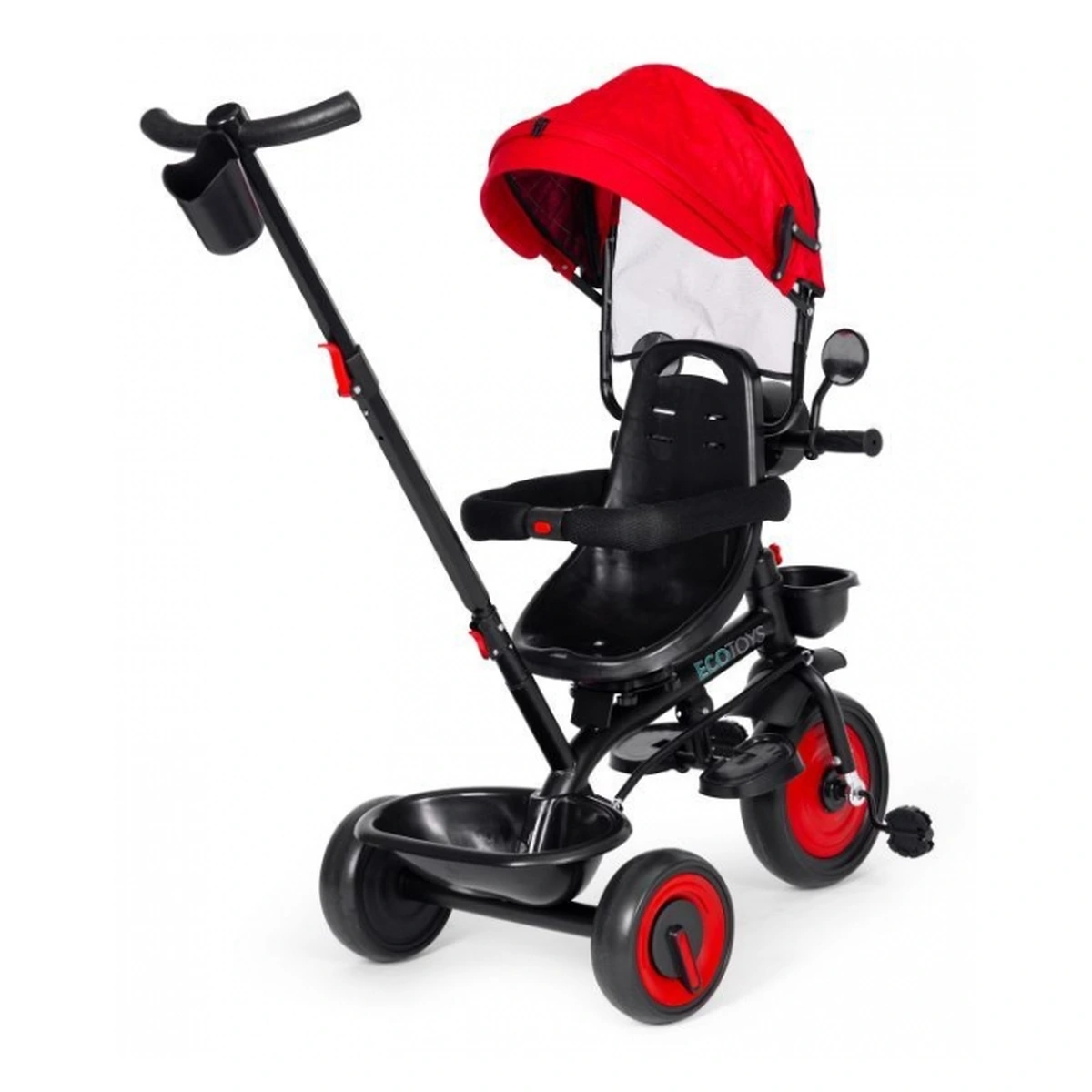 Tricicleta 3 in 1 copii Ecotoys WQL-066-51 – Rosu, scaun rotativ 360°, roti EVA [5]