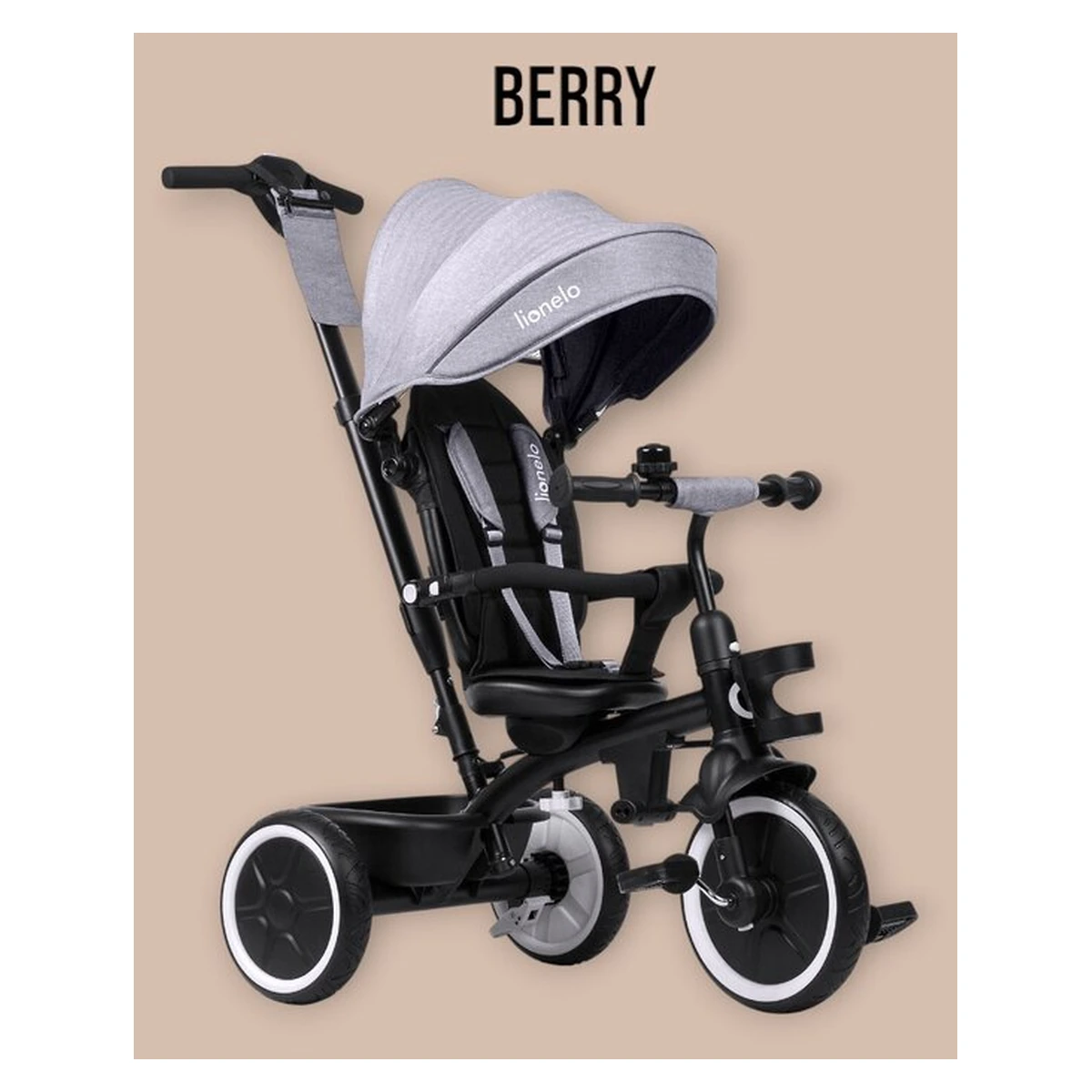 Tricicleta copii, Lionelo, Berry, 2 in 1, Multifunctionala, Scaun reversibil, Gri [25]