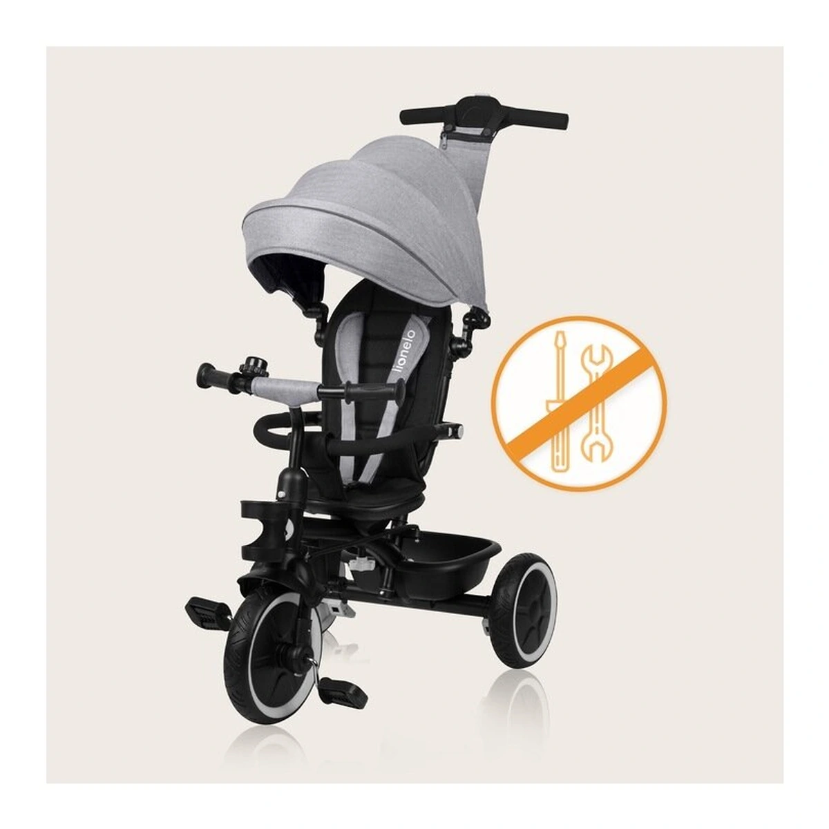 Tricicleta copii, Lionelo, Berry, 2 in 1, Multifunctionala, Scaun reversibil, Gri [27]