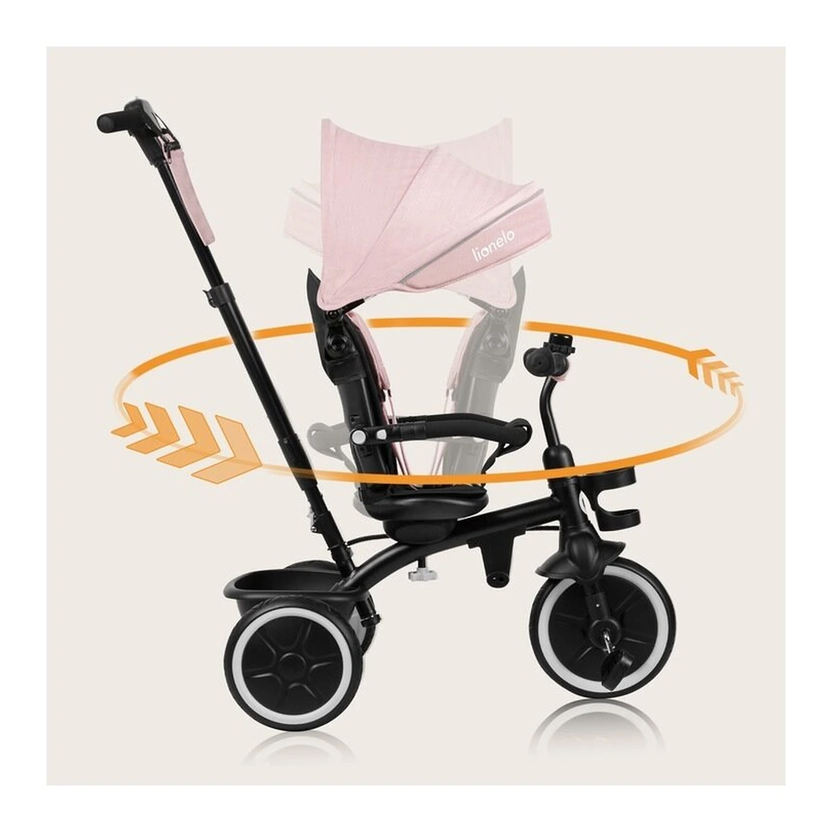 Tricicleta copii, Lionelo, Berry, 2 in 1, Multifunctionala, Scaun reversibil, Rotire 360 grade, Roz [30]