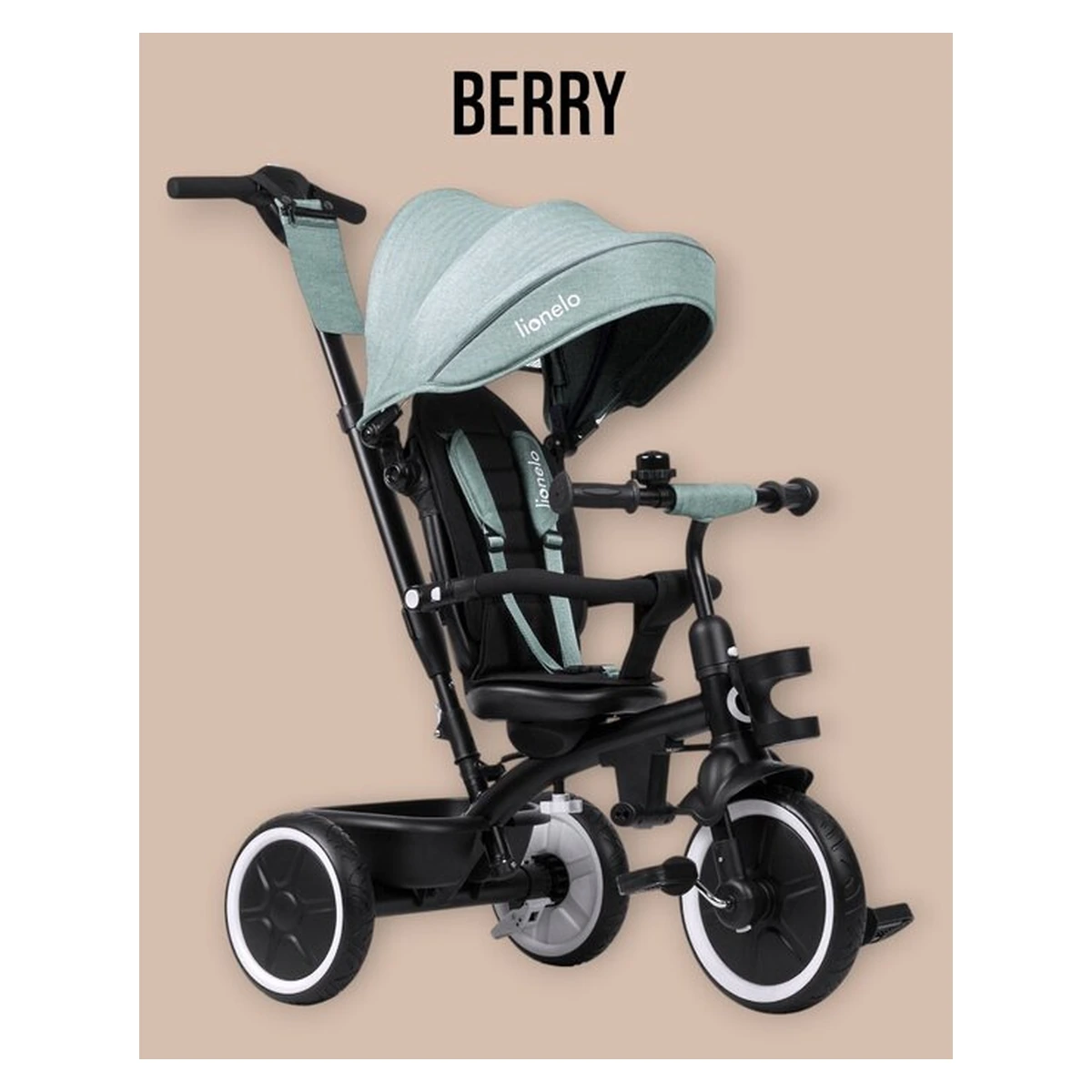 Tricicleta copii, Lionelo, Berry, 2 in 1, Multifunctionala, Scaun reversibil, Rotire 360 grade, Verde [25]