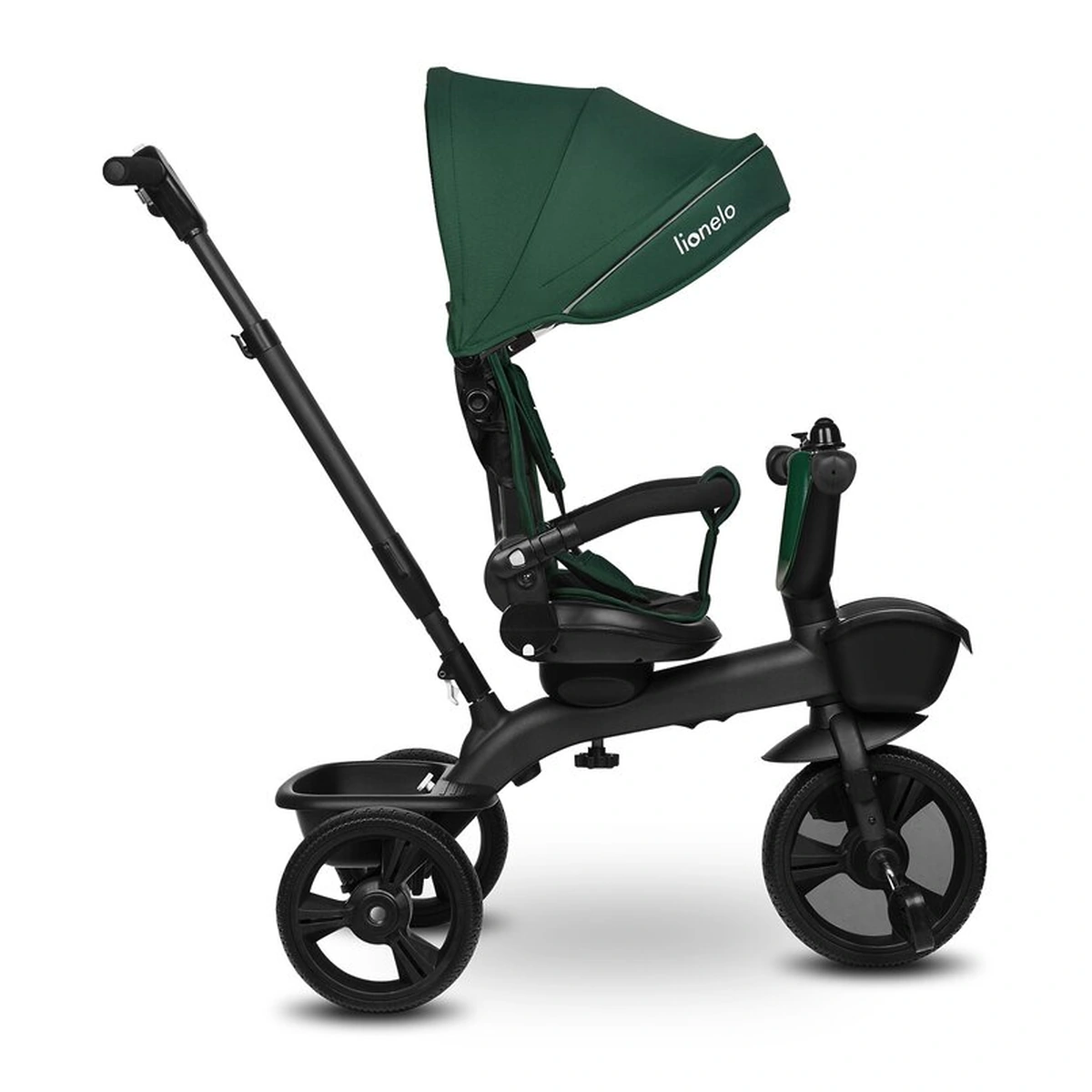 Tricicleta copii, Lionelo, Kori, Cu suport de picioare, Control al directiei, Scaun reversibil, Rotire 360 grade, Pliabila, Conform cu standardul european de securitate EN71, Verde [18]