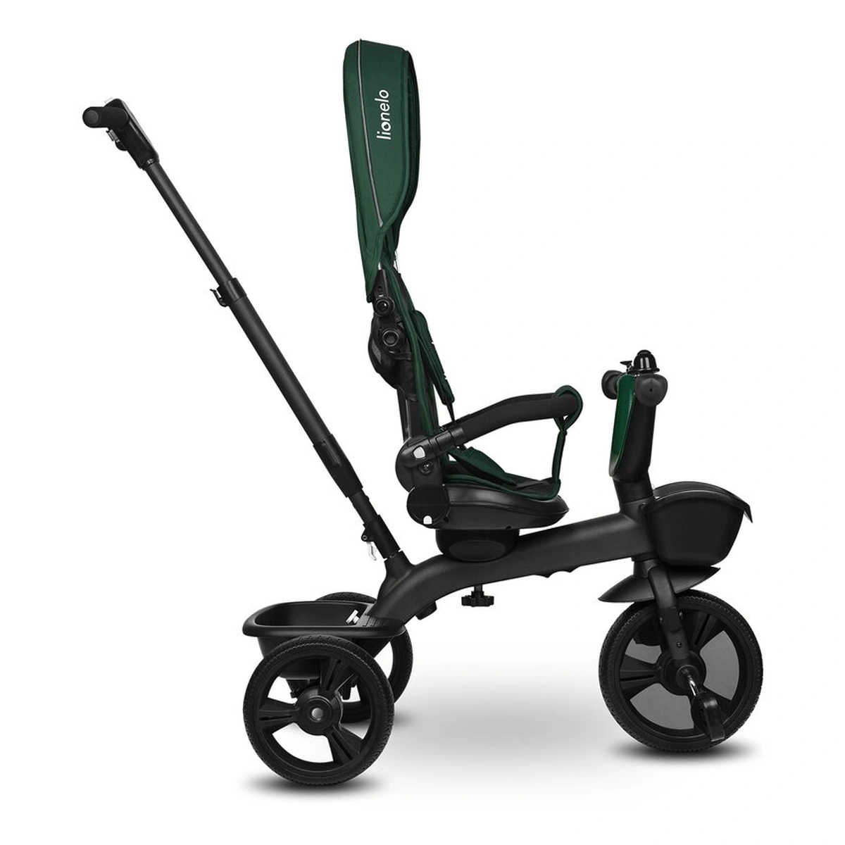 Tricicleta copii, Lionelo, Kori, Cu suport de picioare, Control al directiei, Scaun reversibil, Rotire 360 grade, Pliabila, Conform cu standardul european de securitate EN71, Verde [32]