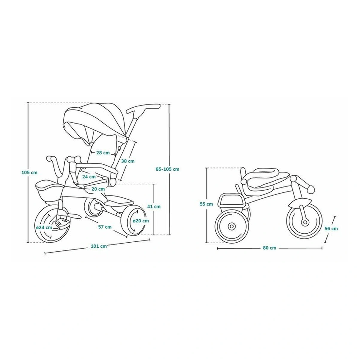 Tricicleta copii, Lionelo, Kori, Cu suport de picioare, Control al directiei, Scaun reversibil, Rotire 360 grade, Pliabila, Conform cu standardul european de securitate EN71, Verde [38]
