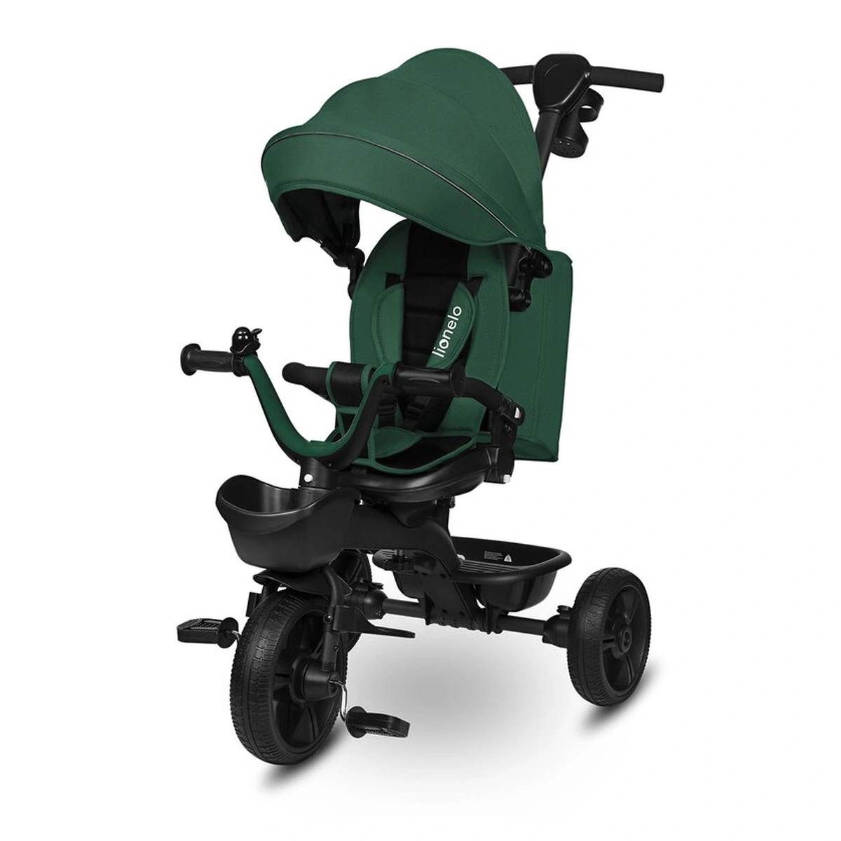 Tricicleta copii, Lionelo, Kori, Cu suport de picioare, Control al directiei, Scaun reversibil, Rotire 360 grade, Pliabila, Conform cu standardul european de securitate EN71, Verde [5]