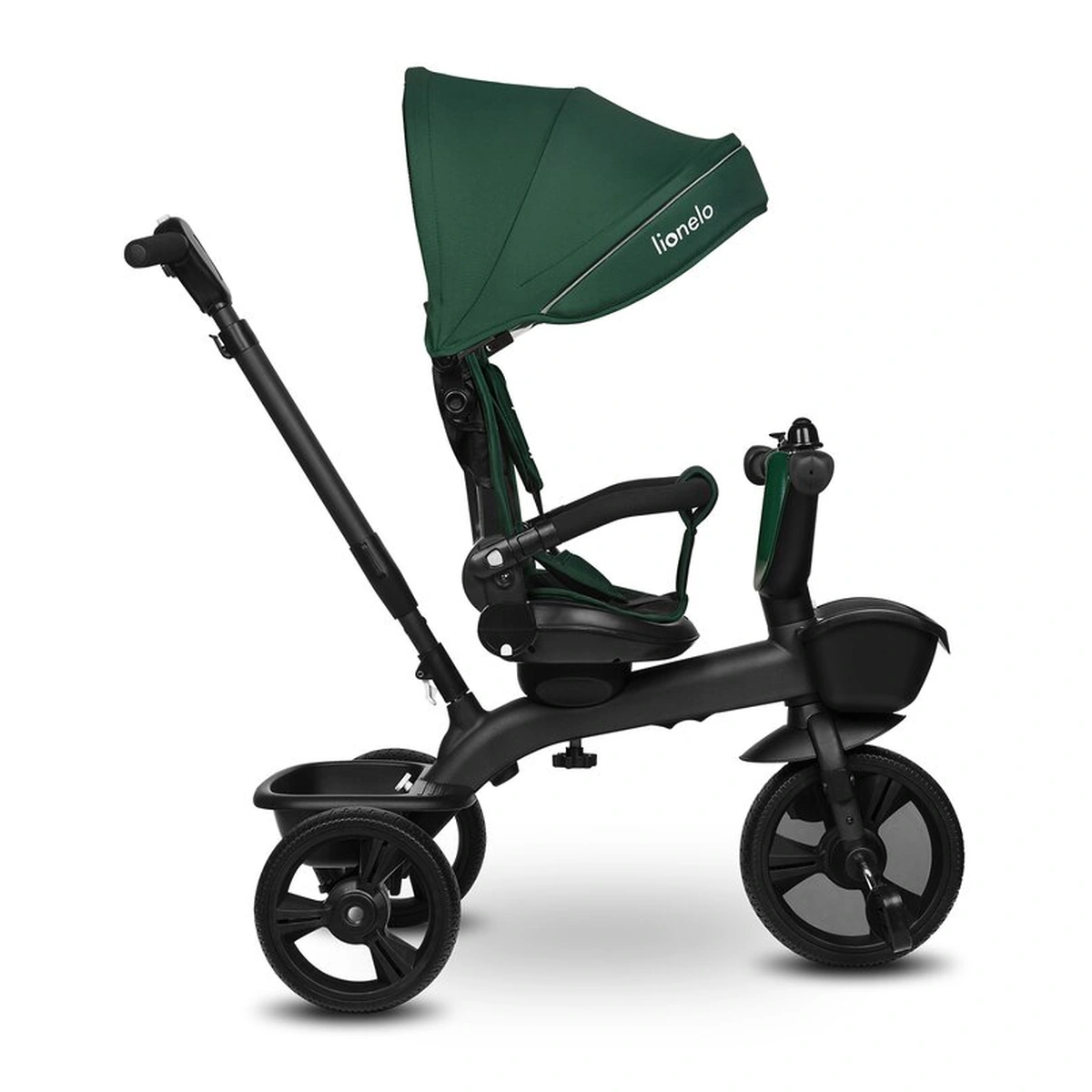 Tricicleta copii, Lionelo, Kori, Cu suport de picioare, Control al directiei, Scaun reversibil, Rotire 360 grade, Pliabila, Conform cu standardul european de securitate EN71, Verde [19]