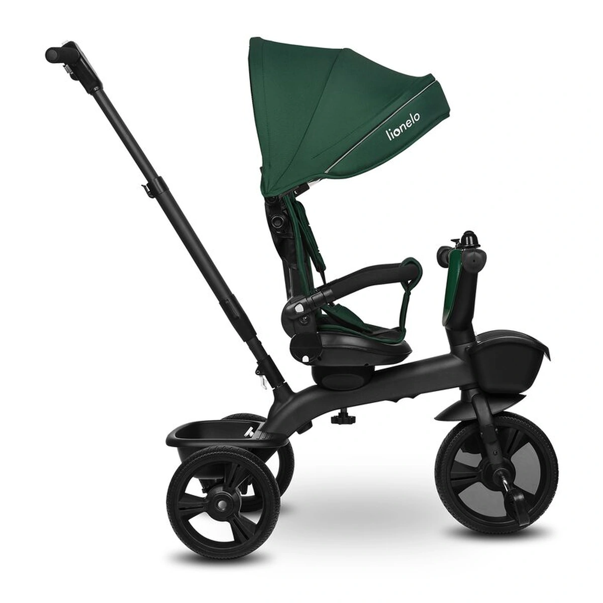 Tricicleta copii, Lionelo, Kori, Cu suport de picioare, Control al directiei, Scaun reversibil, Rotire 360 grade, Pliabila, Conform cu standardul european de securitate EN71, Verde [17]