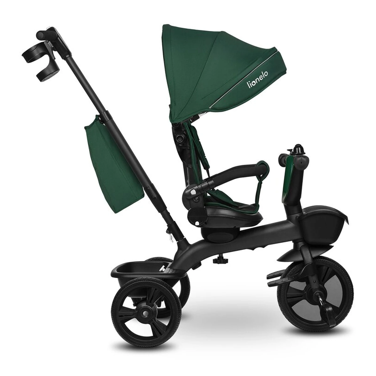 Tricicleta copii, Lionelo, Kori, Cu suport de picioare, Control al directiei, Scaun reversibil, Rotire 360 grade, Pliabila, Conform cu standardul european de securitate EN71, Verde [14]