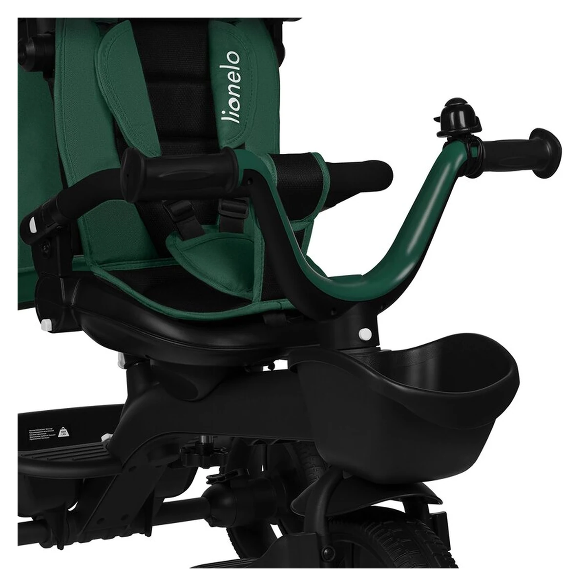 Tricicleta copii, Lionelo, Kori, Cu suport de picioare, Control al directiei, Scaun reversibil, Rotire 360 grade, Pliabila, Conform cu standardul european de securitate EN71, Verde [7]