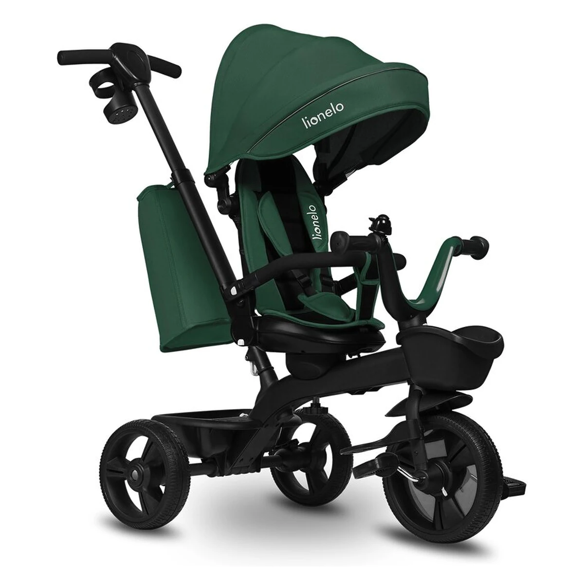 Tricicleta copii, Lionelo, Kori, Cu suport de picioare, Control al directiei, Scaun reversibil, Rotire 360 grade, Pliabila, Conform cu standardul european de securitate EN71, Verde [6]