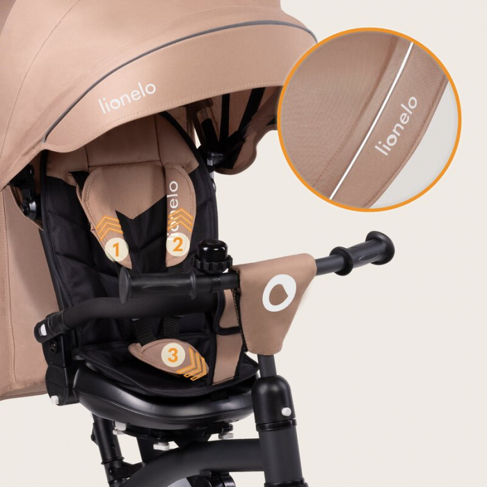 Tricicleta copii, Lionelo, Tris Plus, Ultrapliabila, Scaun reversibil, Beige sand [36]