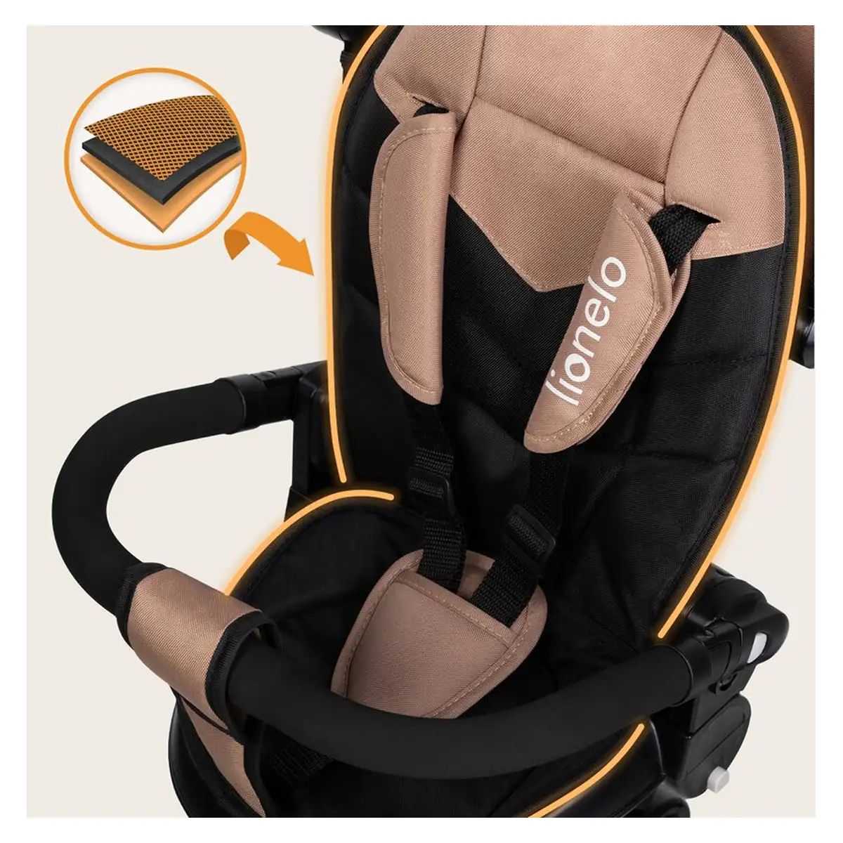 Tricicleta copii, Lionelo, Tris Plus, Ultrapliabila, Scaun reversibil, Beige sand [34]