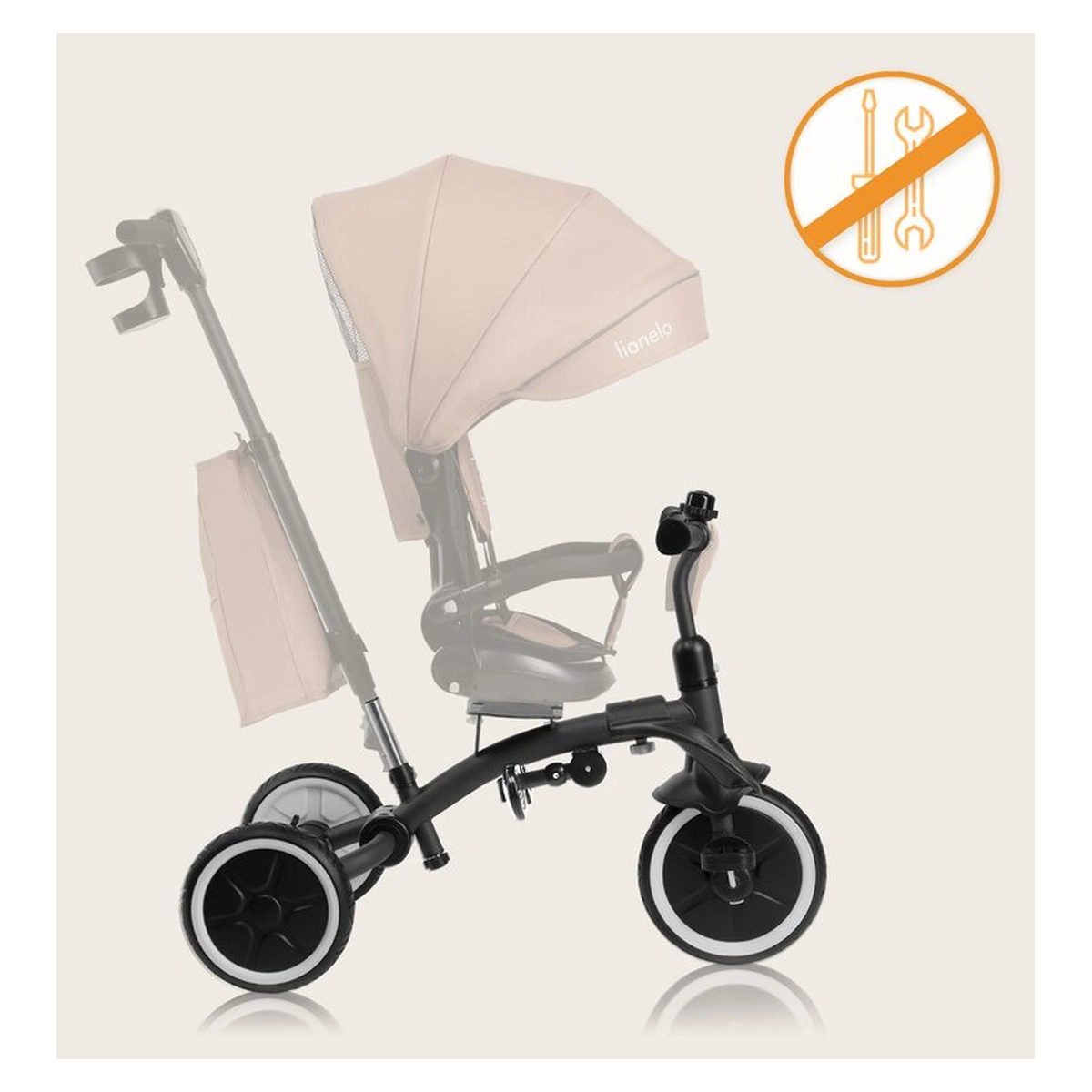 Tricicleta copii, Lionelo, Tris Plus, Ultrapliabila, Scaun reversibil, Beige sand [38]