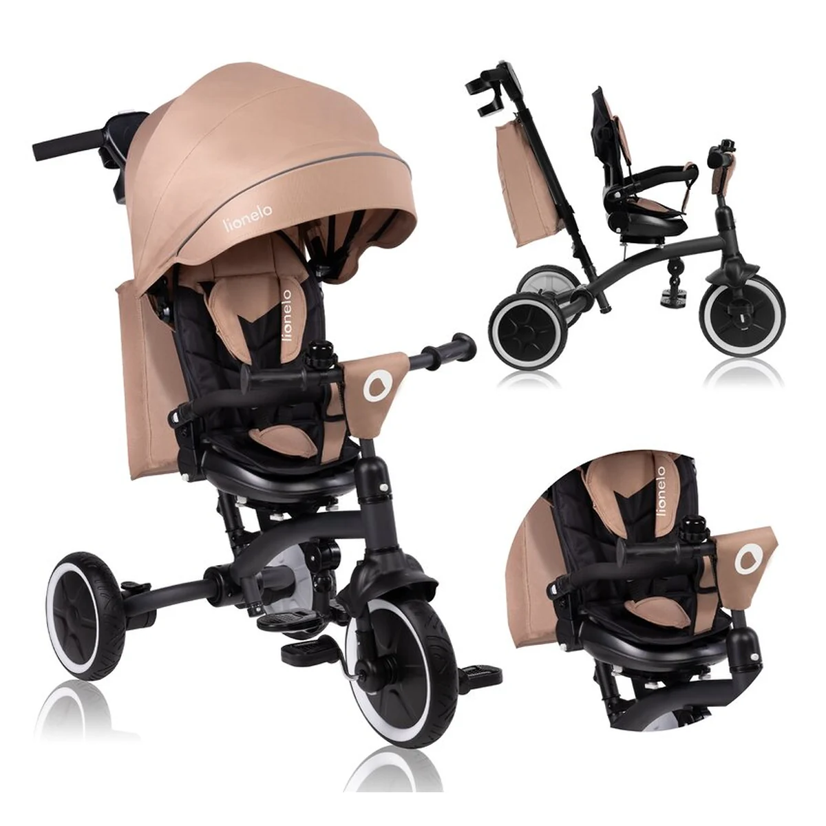 Tricicleta copii, Lionelo, Tris Plus, Ultrapliabila, Scaun reversibil, Beige sand [5]