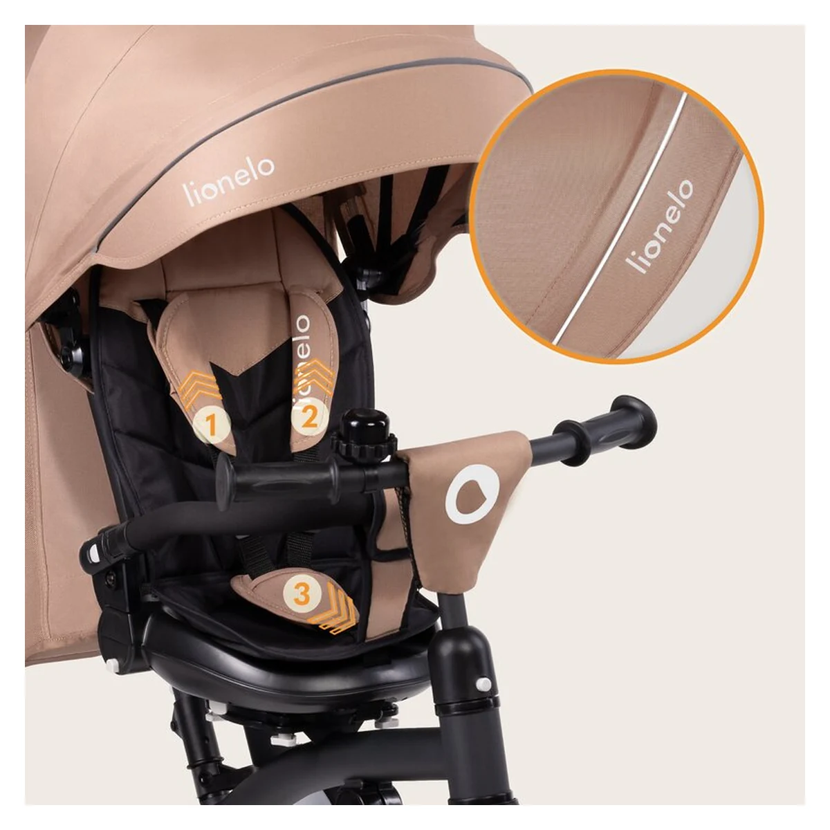 Tricicleta copii, Lionelo, Tris Plus, Ultrapliabila, Scaun reversibil, Beige sand [37]