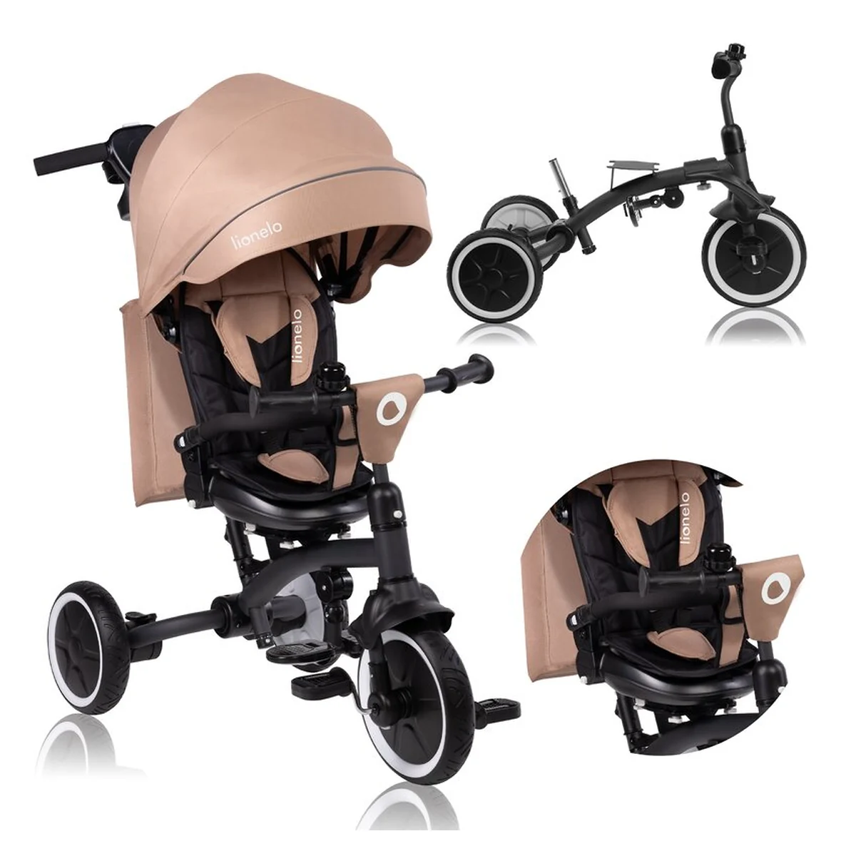 Tricicleta copii, Lionelo, Tris Plus, Ultrapliabila, Scaun reversibil, Beige sand [4]
