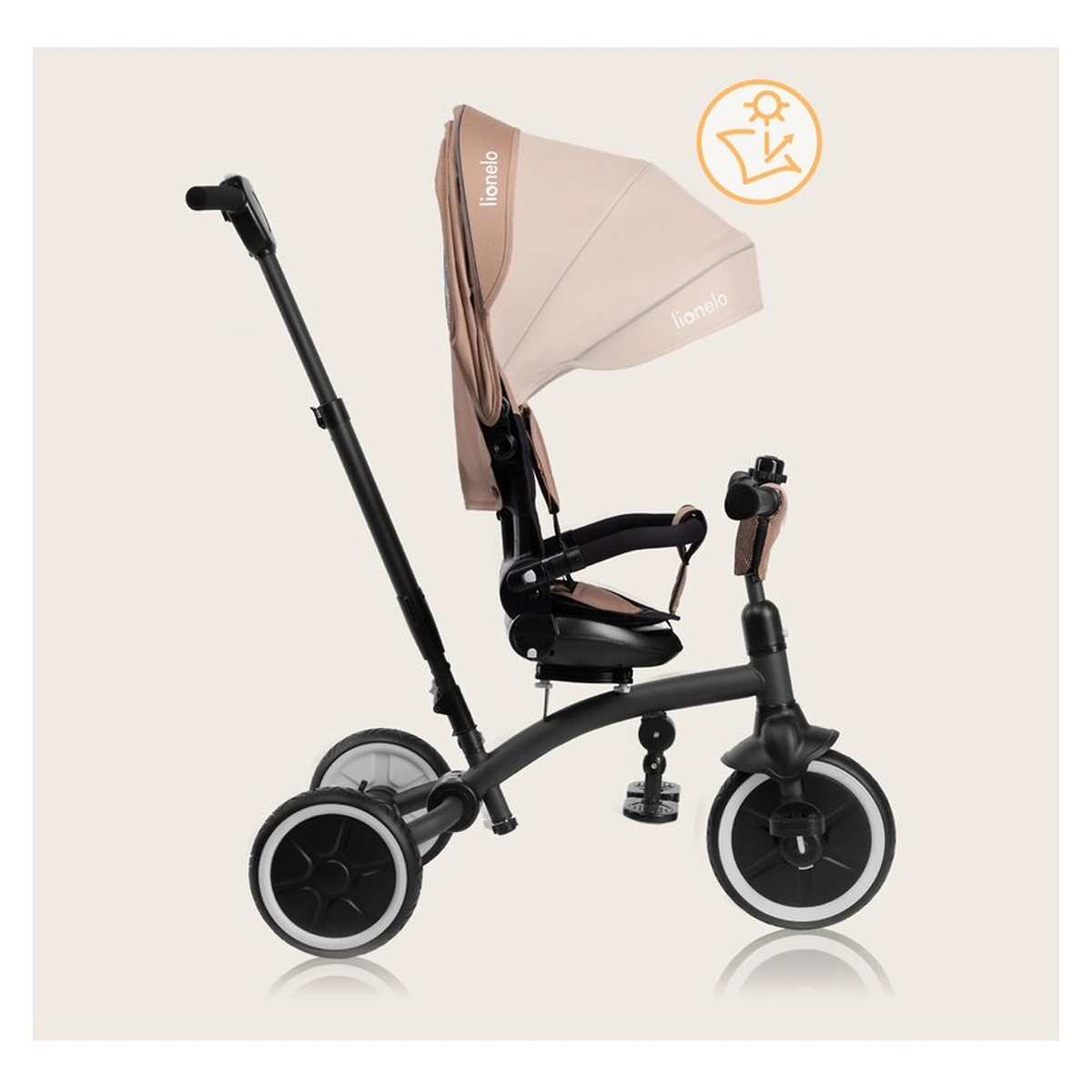Tricicleta copii, Lionelo, Tris Plus, Ultrapliabila, Scaun reversibil, Beige sand [35]
