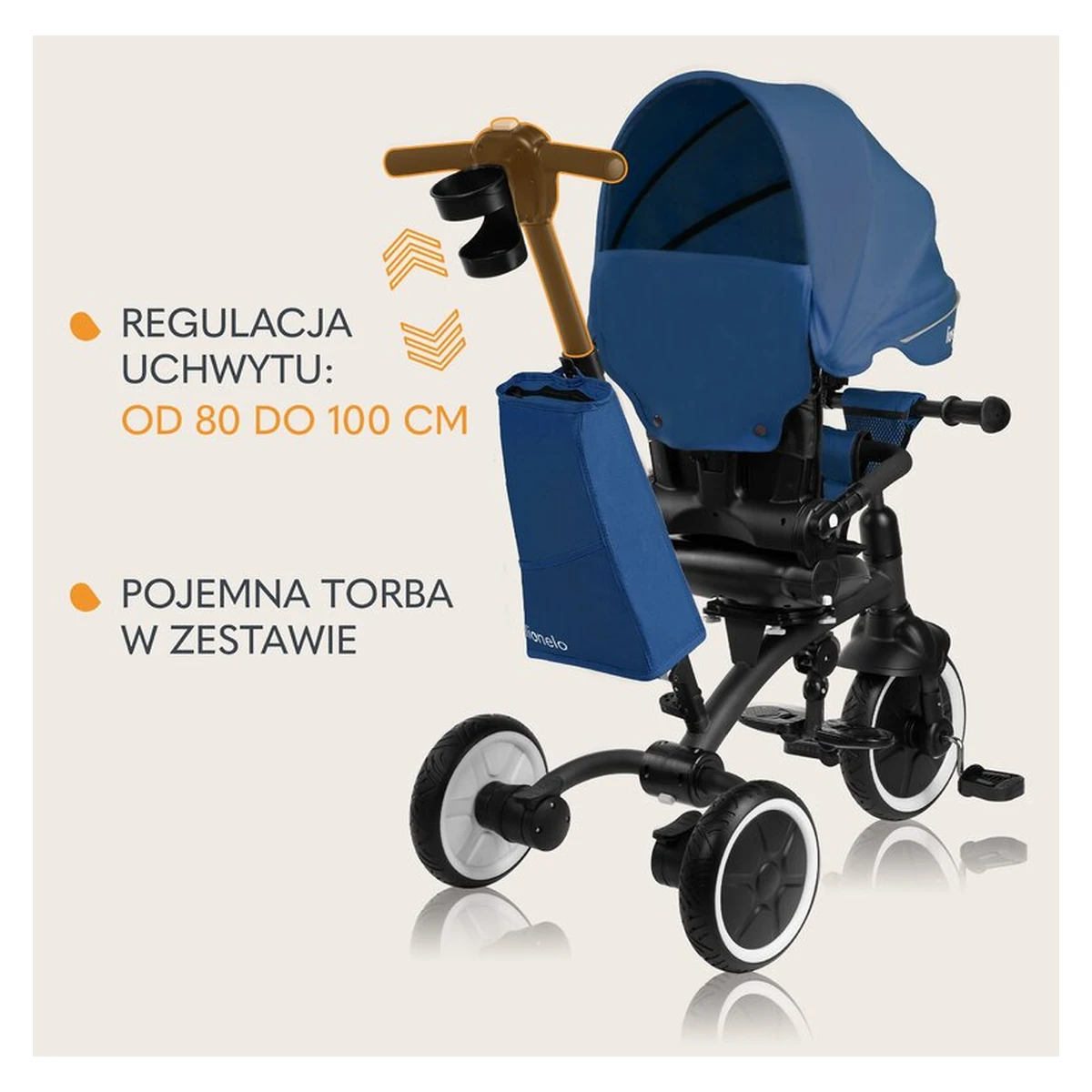 Tricicleta copii, Lionelo, Tris Plus, Ultrapliabila, Scaun reversibil, Blue denim [30]