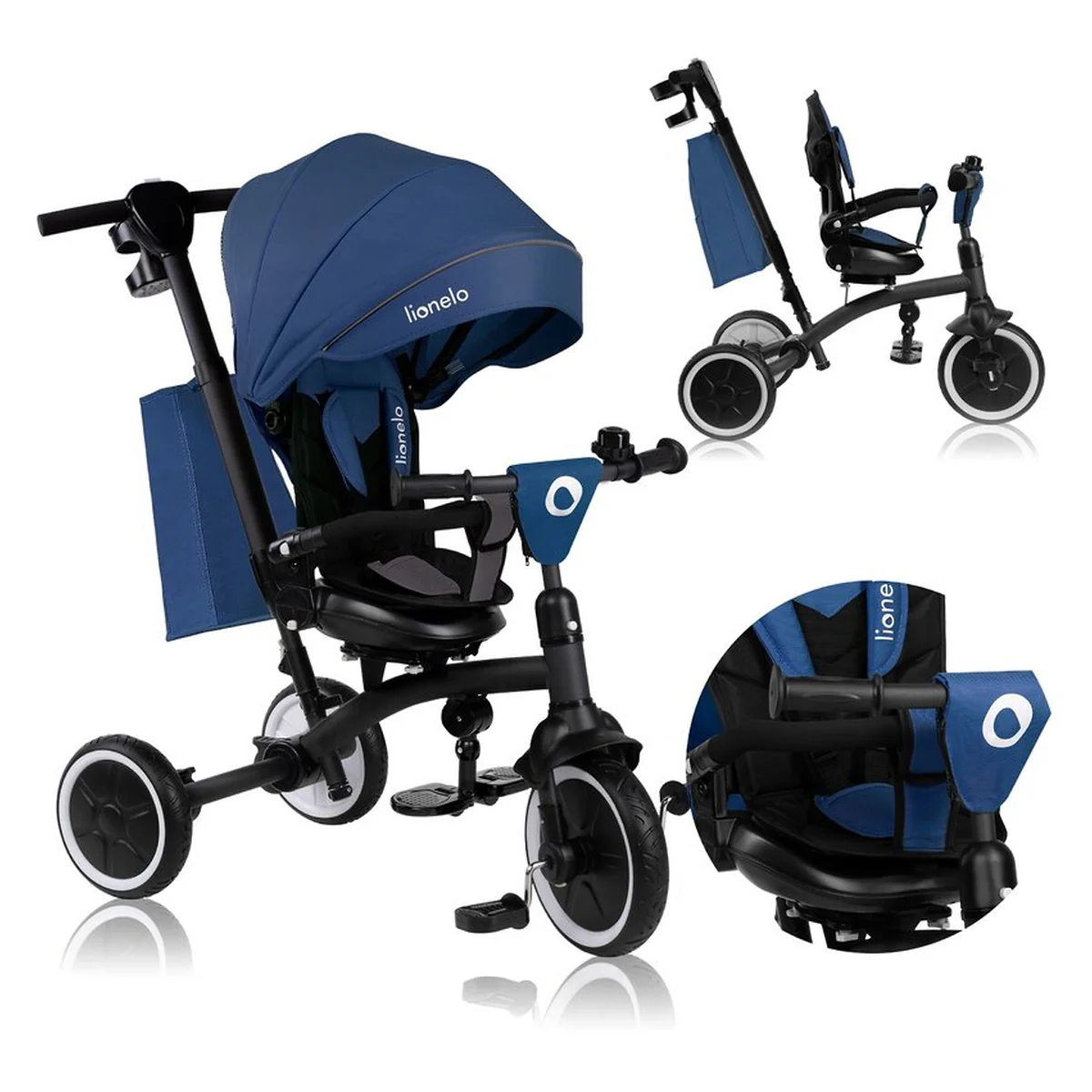 Tricicleta copii, Lionelo, Tris Plus, Ultrapliabila, Scaun reversibil, Blue denim [24]
