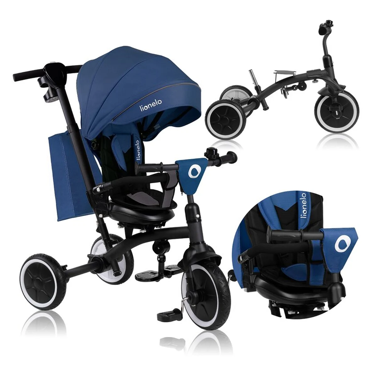 Tricicleta copii, Lionelo, Tris Plus, Ultrapliabila, Scaun reversibil, Blue denim [23]