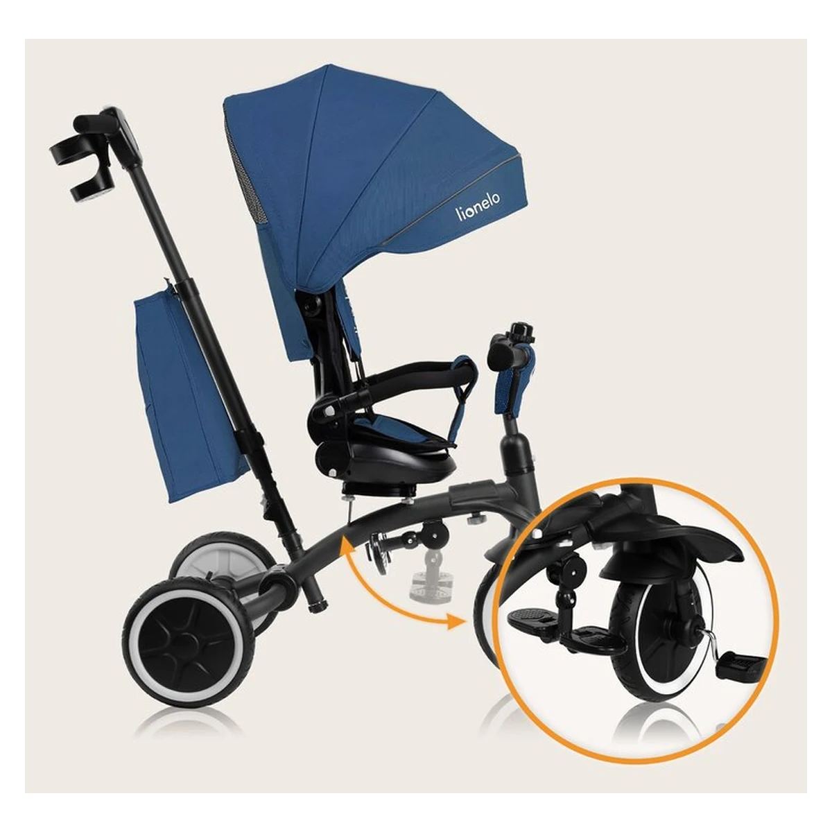 Tricicleta copii, Lionelo, Tris Plus, Ultrapliabila, Scaun reversibil, Blue denim [27]