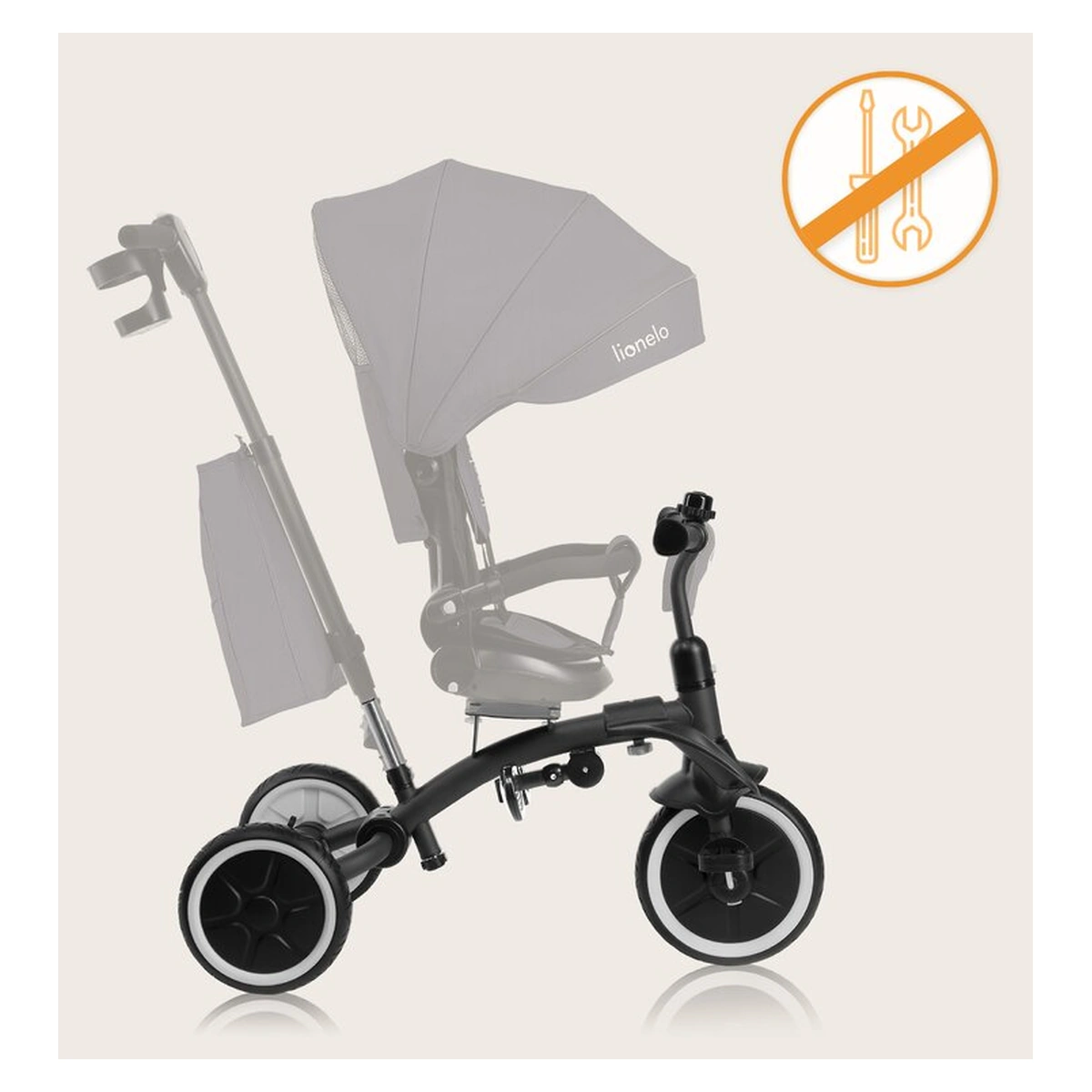Tricicleta copii, Lionelo, Tris Plus, Ultrapliabila, Scaun reversibil, Grey stone [35]