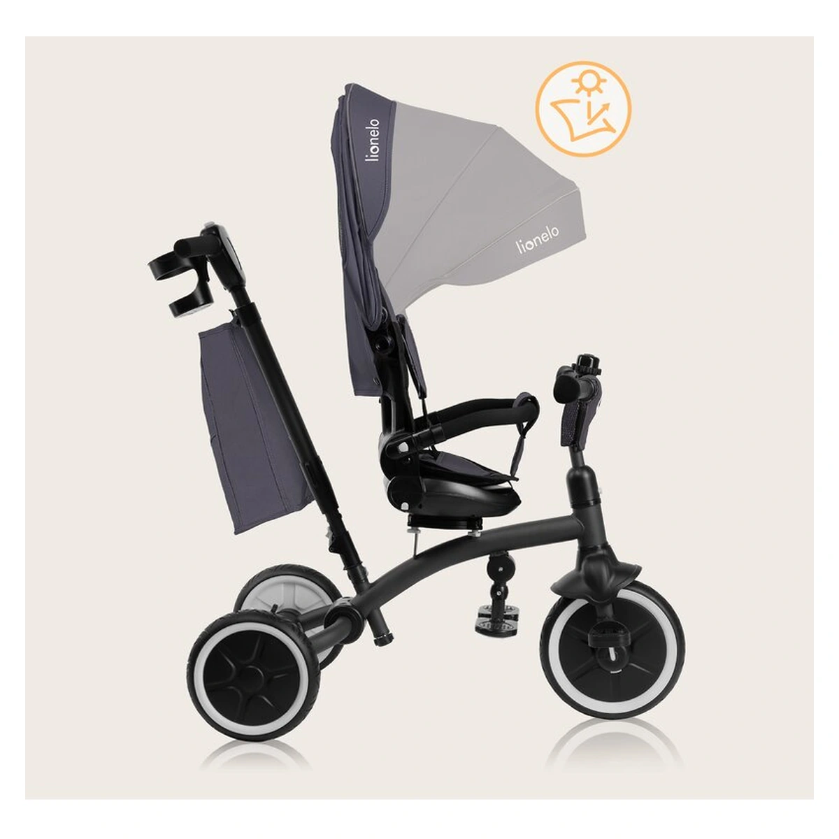 Tricicleta copii, Lionelo, Tris Plus, Ultrapliabila, Scaun reversibil, Grey stone [32]