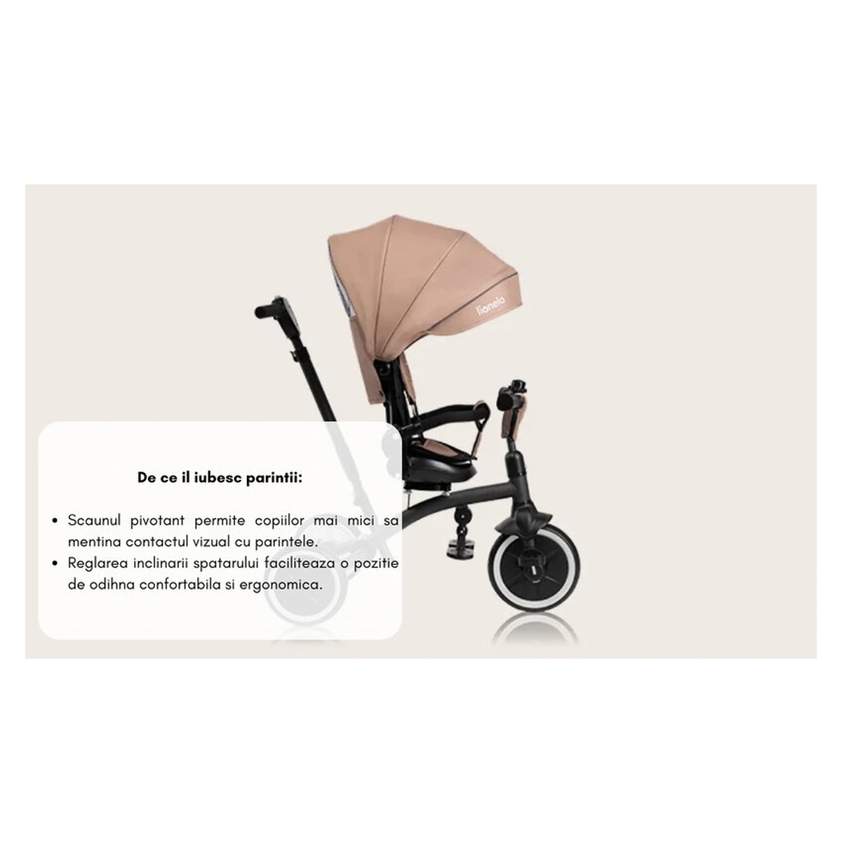 Tricicleta copii, Lionelo, Tris Plus, Ultrapliabila, Scaun reversibil, Pink rose [33]