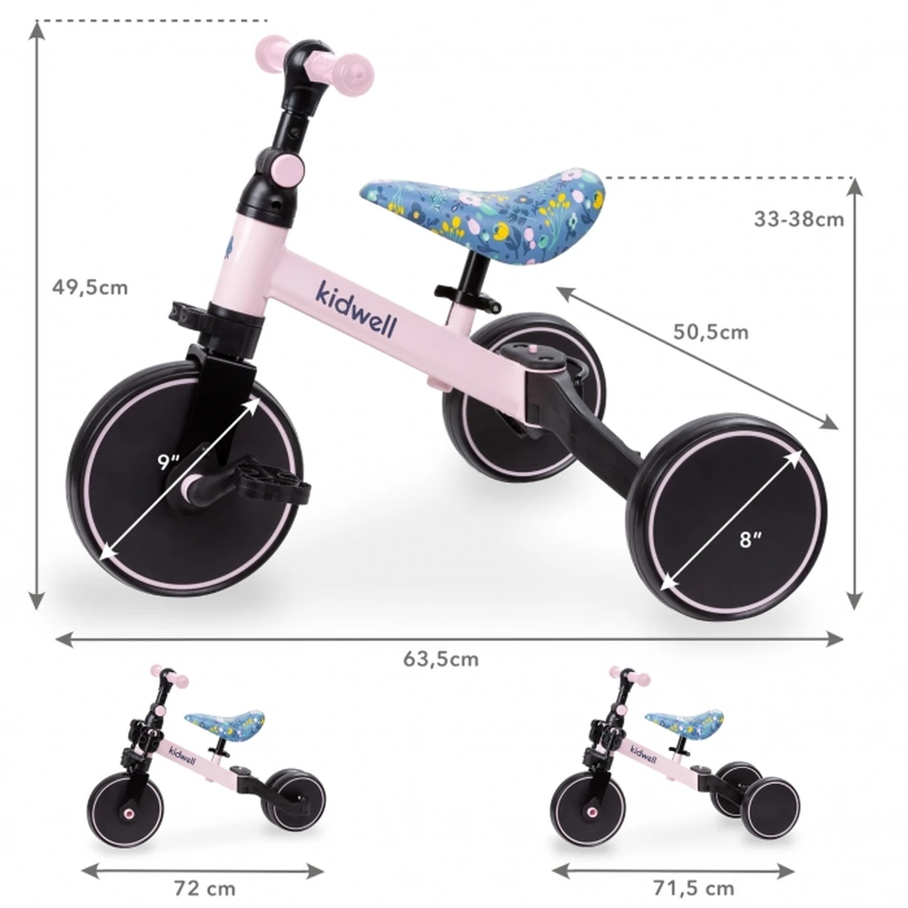 Tricicleta cu pedale 3 in 1 Kidwell Pico Flower [4]