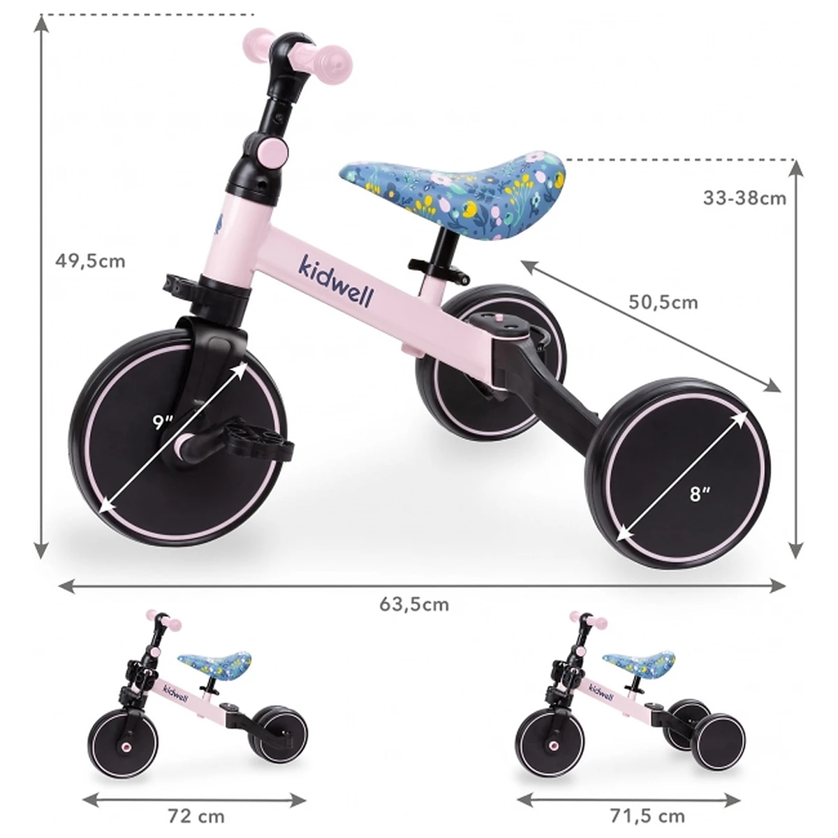 Tricicleta cu pedale 3 in 1 Kidwell Pico Spring Flower 2 ani+ [14]